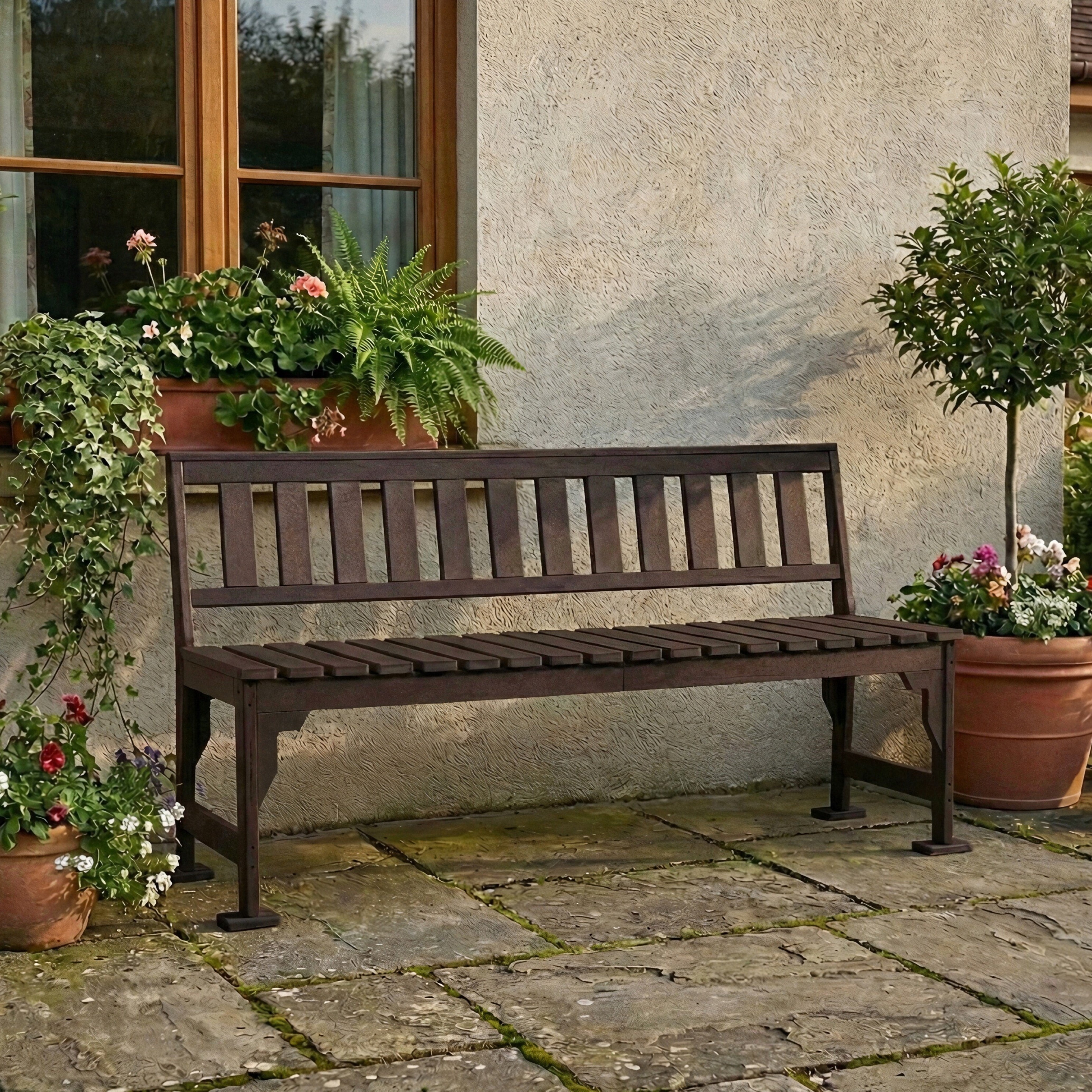 Eco apex 3 seater bench with backrest image 1
