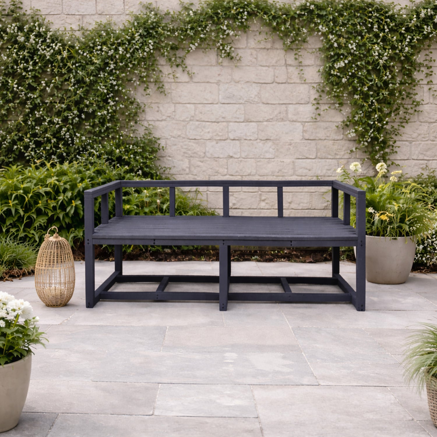eco elite 3 seater outdoor bench made from recycled plastic waste lumber by econiture
