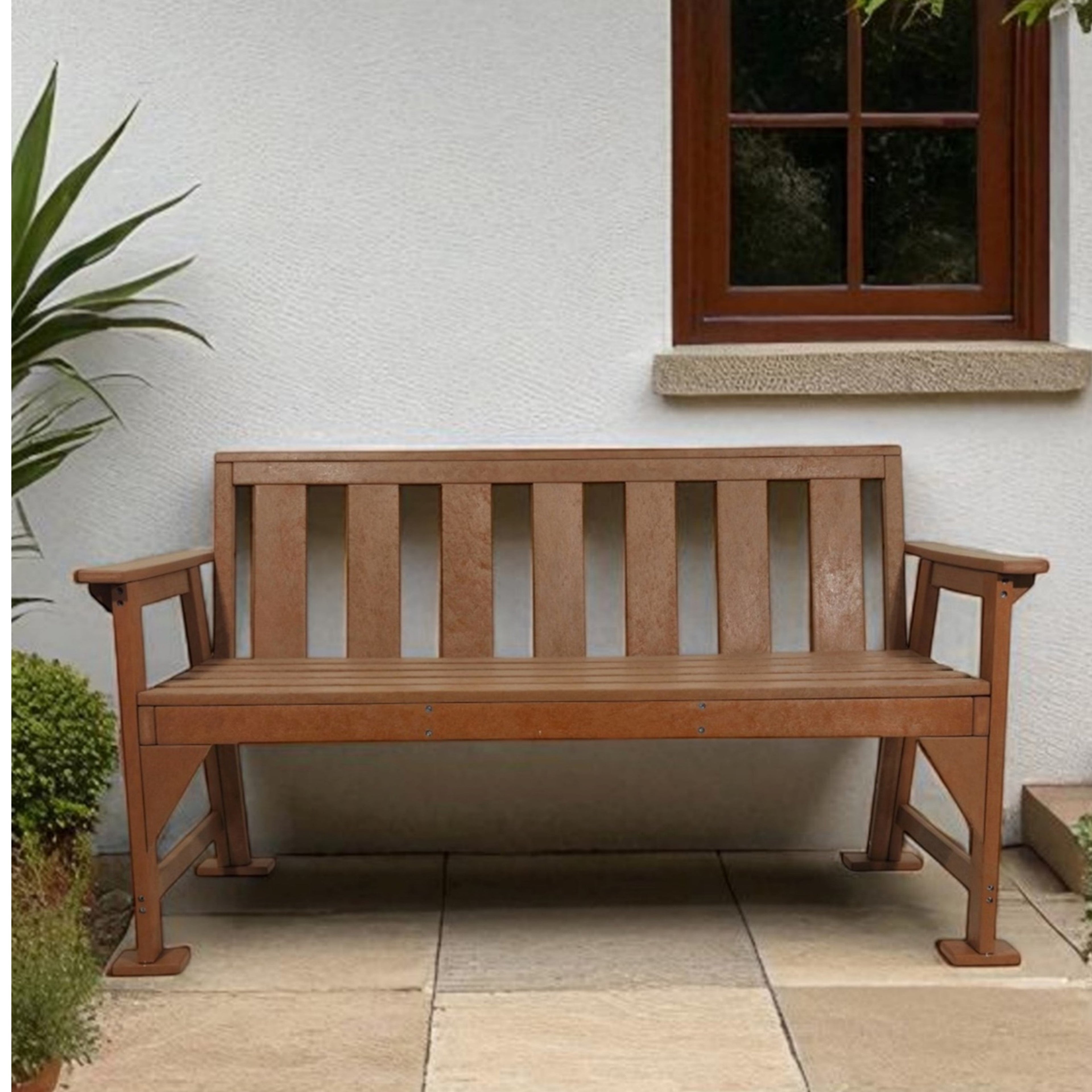 Recycled plastic Bench with backrest made from plastic waste