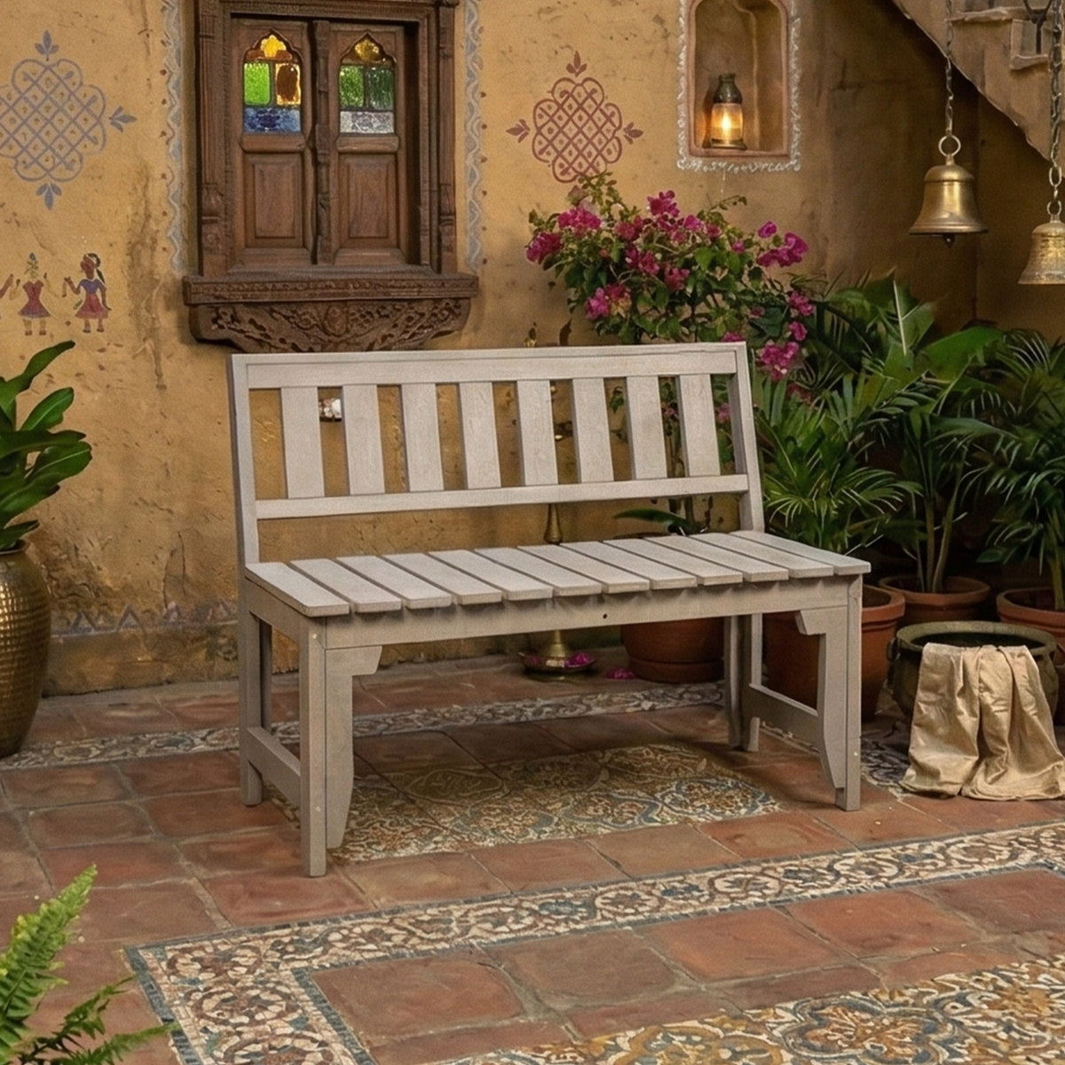 Eco apex 2 seater bench with backrest image 3