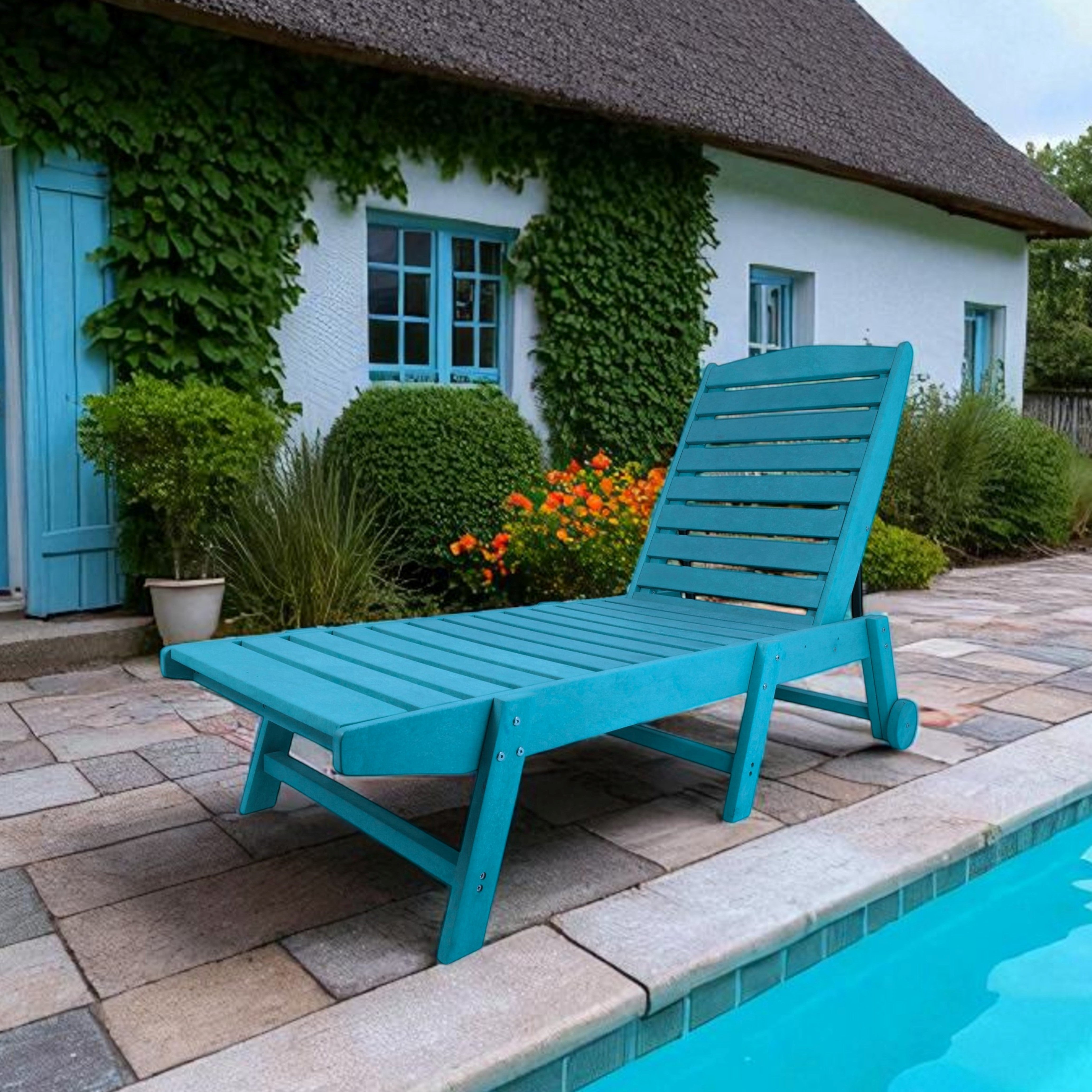Eco modern pool bench with wheels – Econiture
