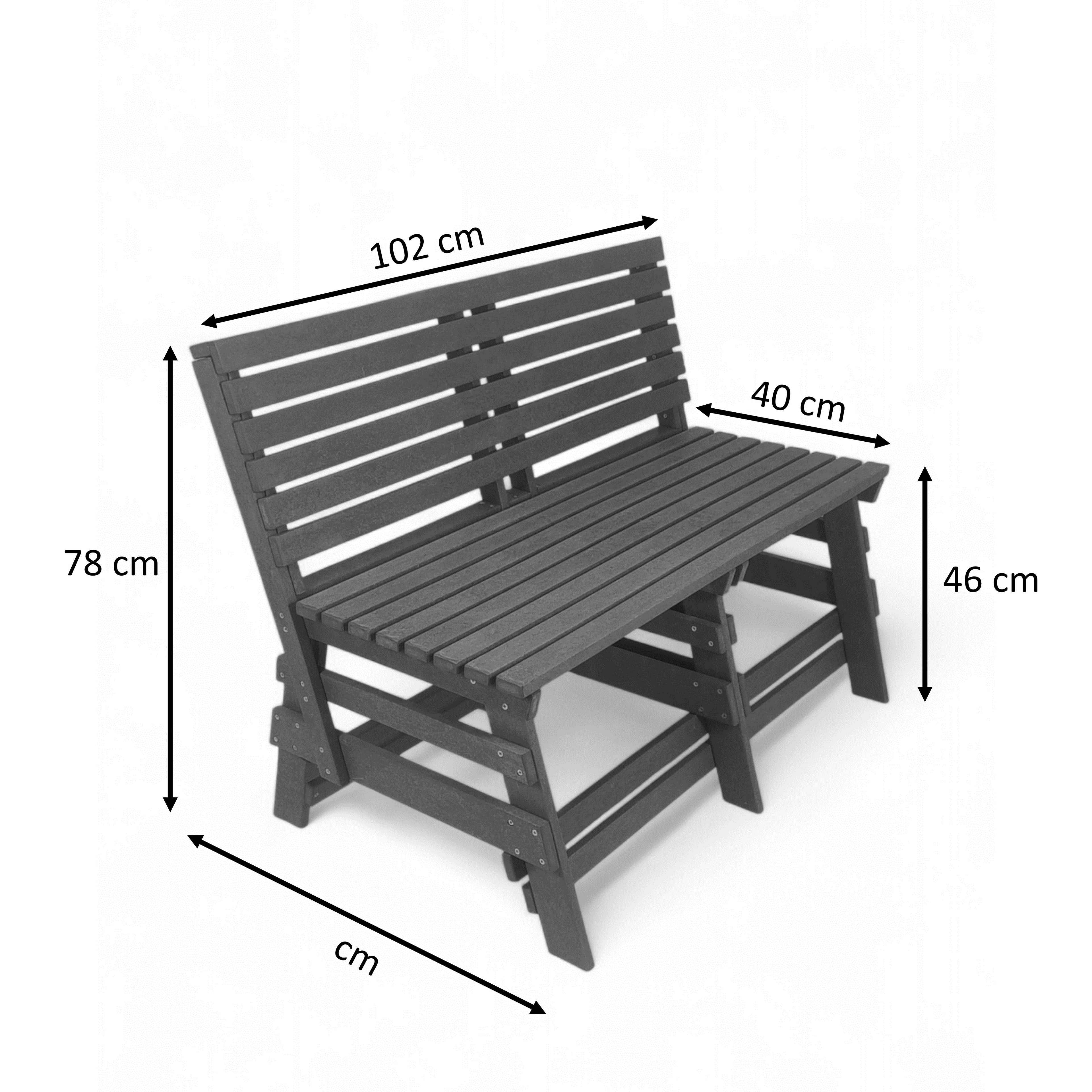Eco classic 2 seater bench with backrest