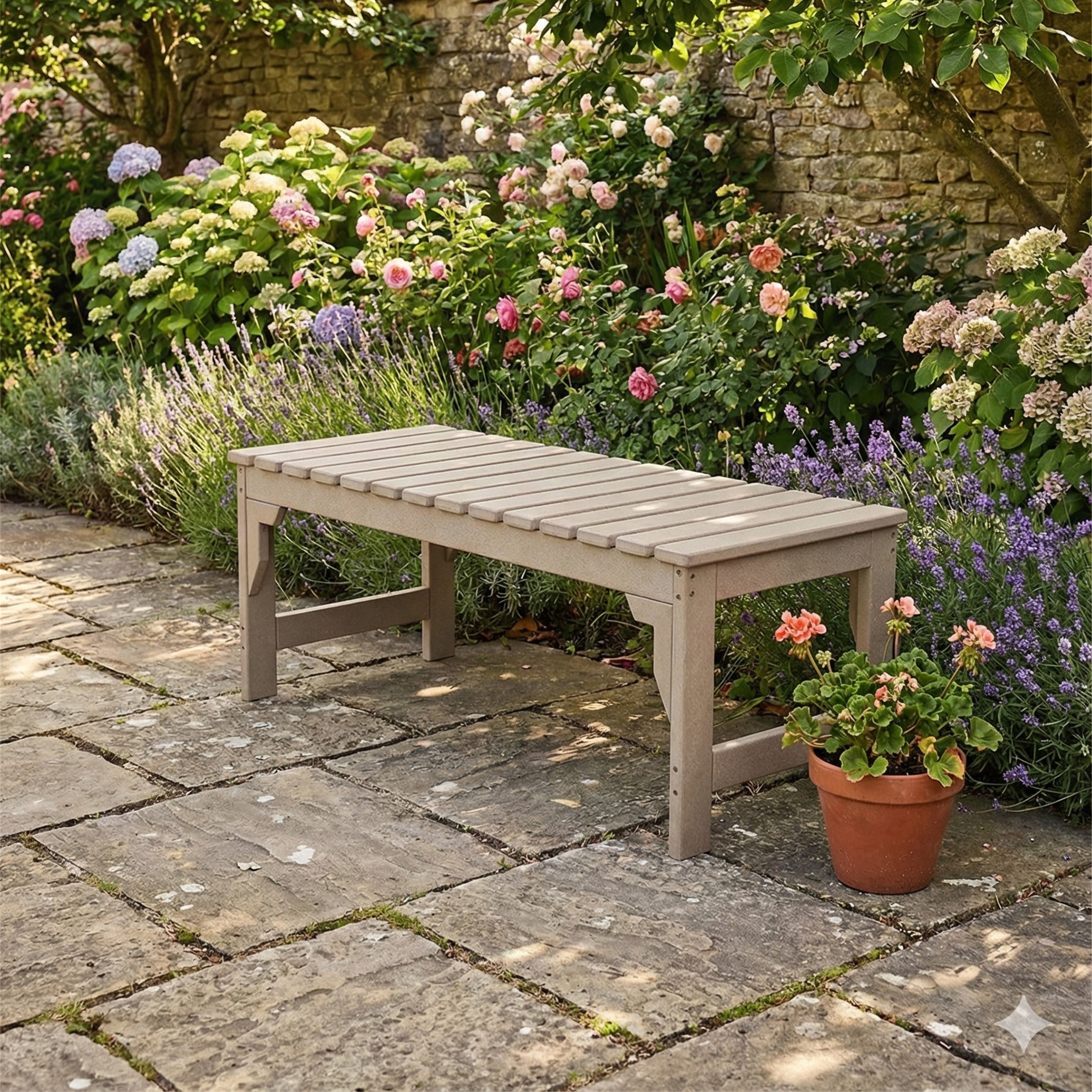 Eco apex 2 seater bench without backrest image 1