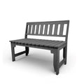 eco apex 2 seater recycled plastic bench with backrest in grey color for patio and outdoor spaces
