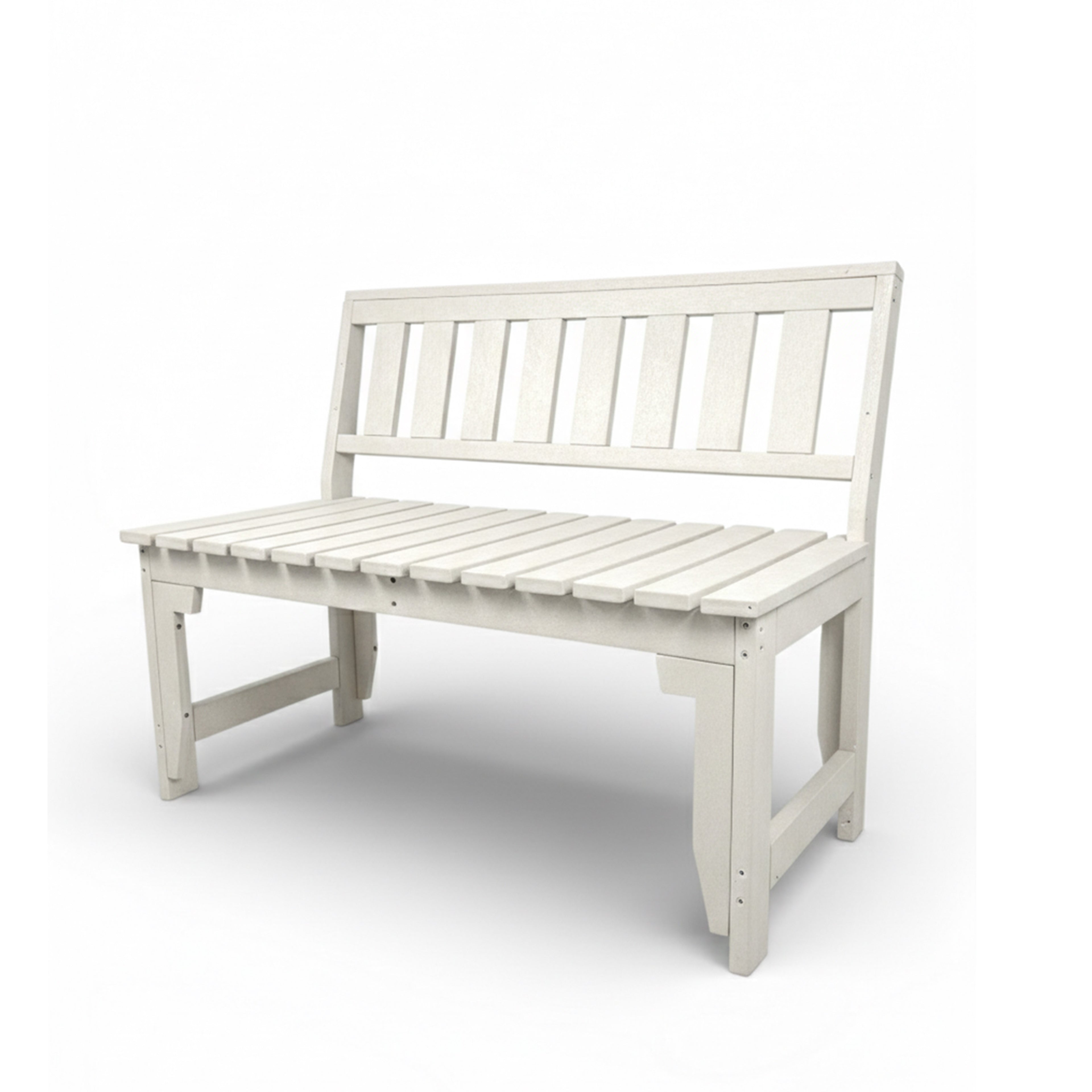 eco apex 2 seater recycled plastic bench with backrest in ivory color for patio and outdoor spaces