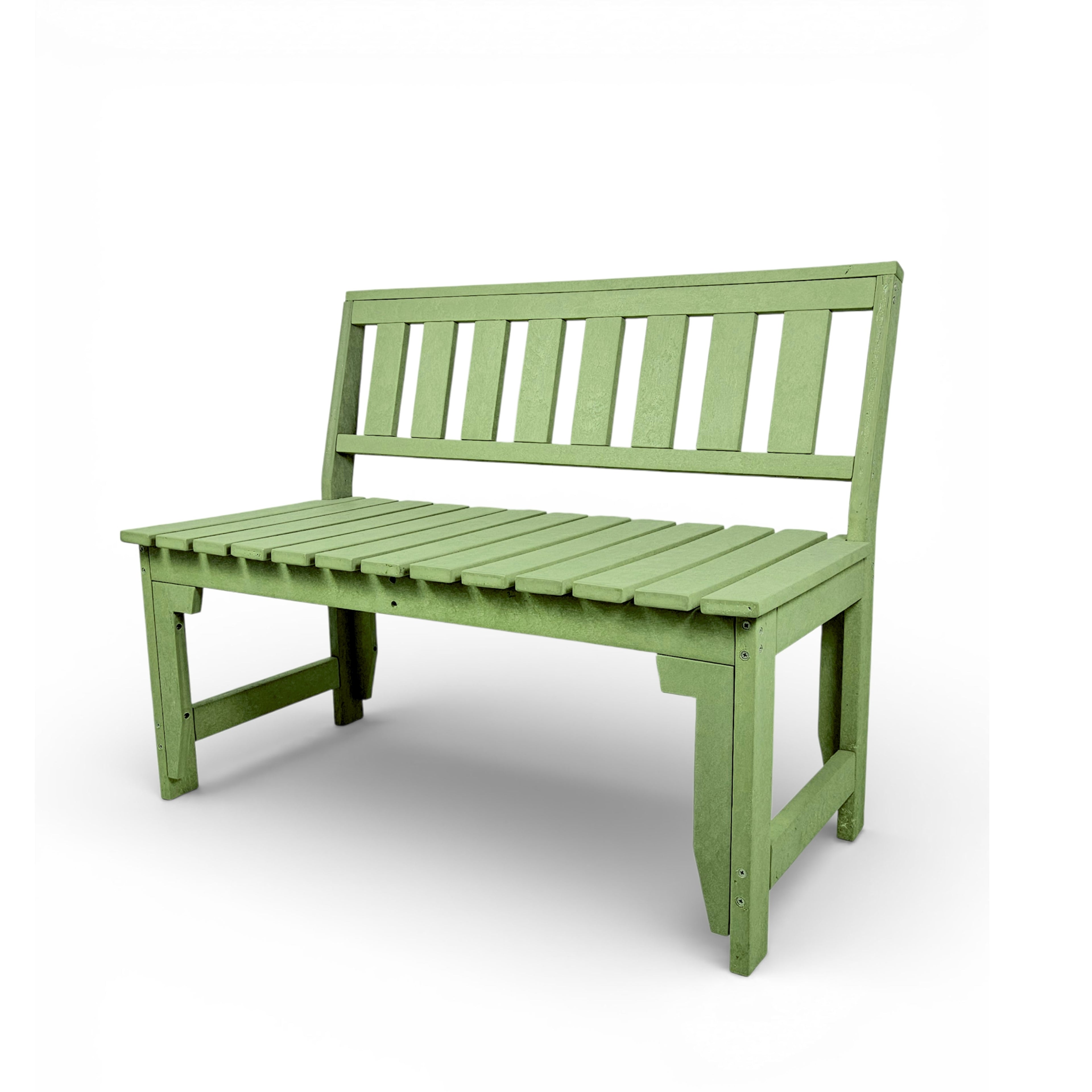 eco apex 2 seater recycled plastic bench with backrest in mint color for patio and outdoor spaces