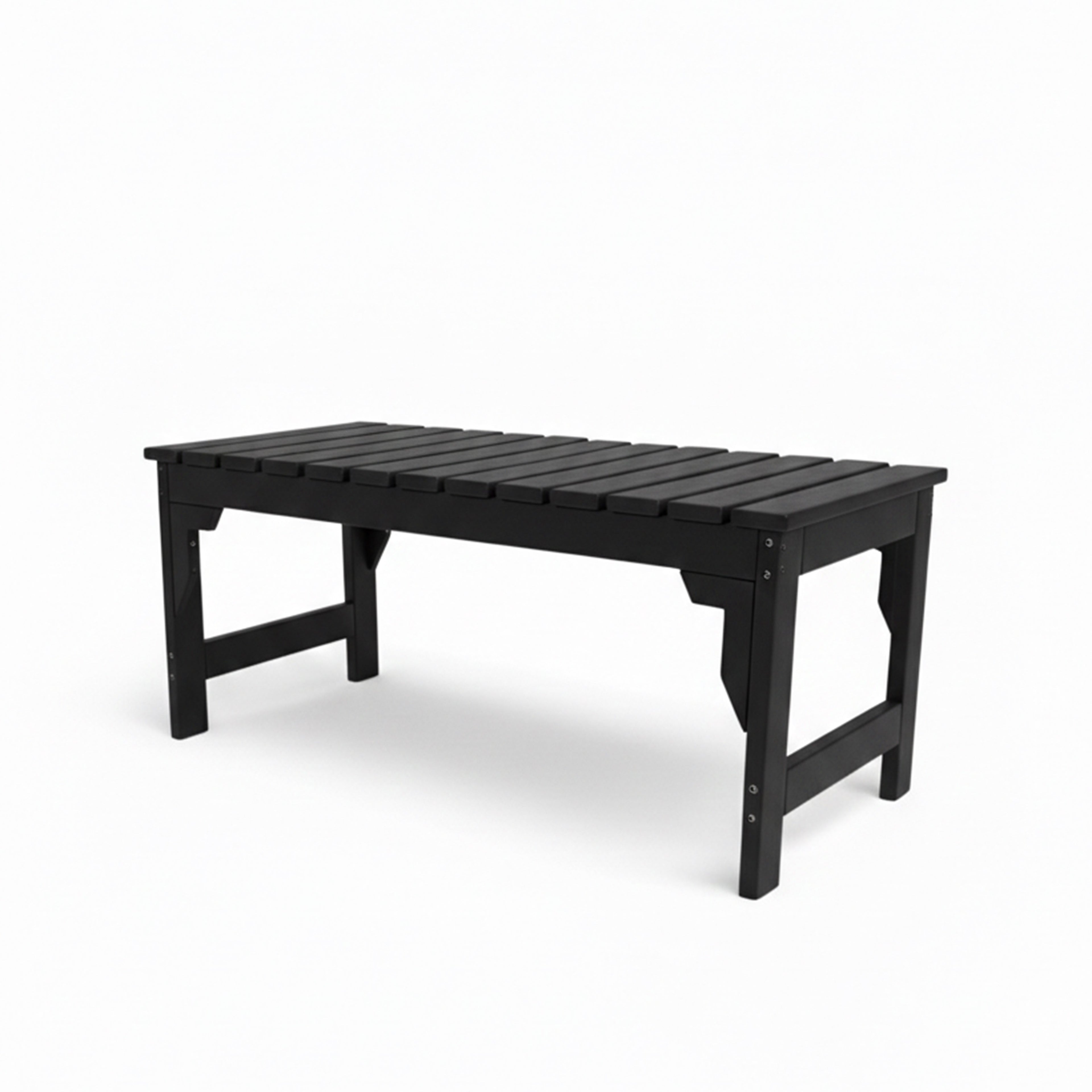 eco apex 2 seater recycled plastic bench without backrest in black color for patio and outdoor spaces
