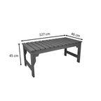 Dimension view of eco apex 2 seater recycled plastic outdoor bench without backrest