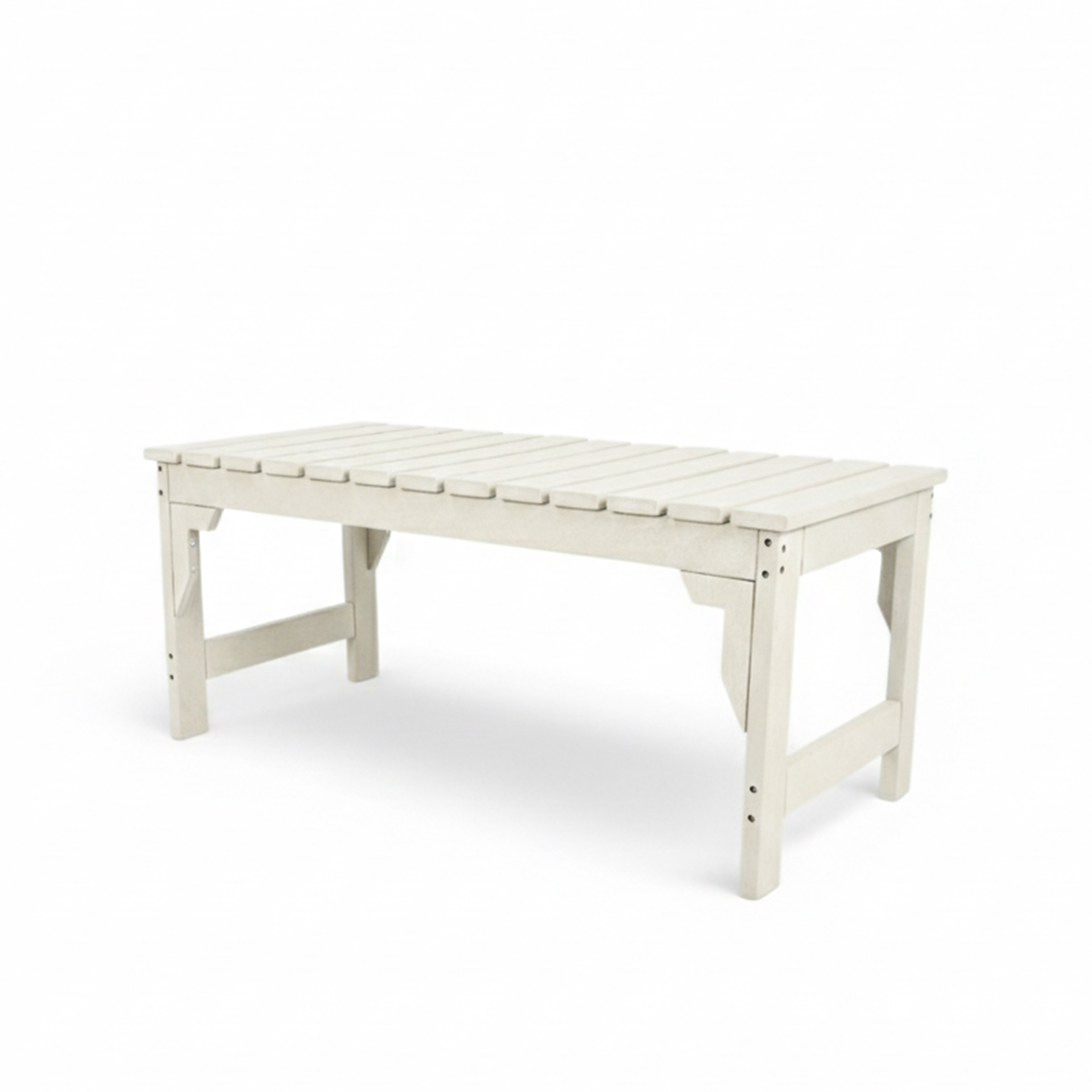 eco apex 2 seater recycled plastic bench without backrest in ivory color for patio and outdoor spaces