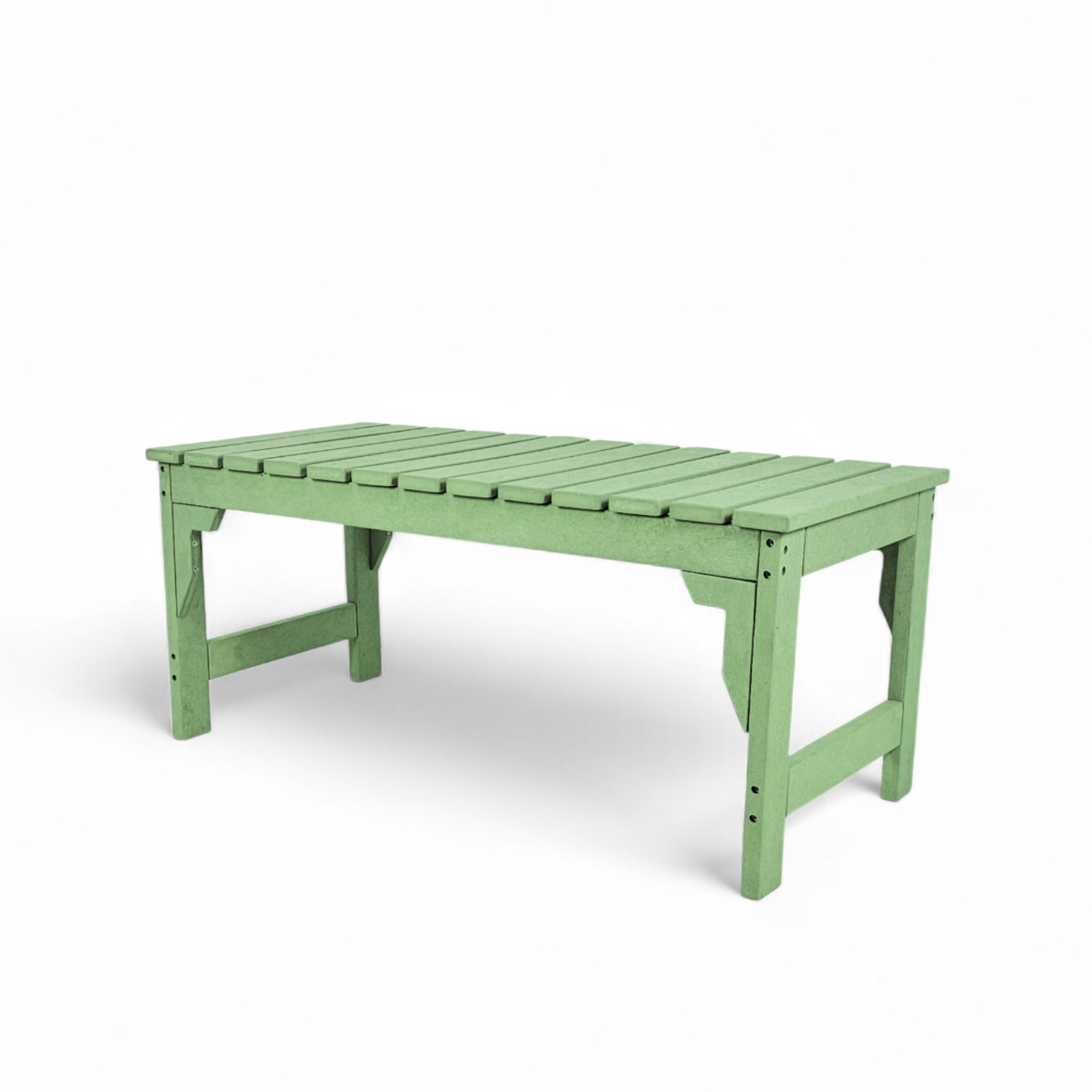 eco apex 2 seater recycled plastic bench without backrest in mint color for patio and outdoor spaces