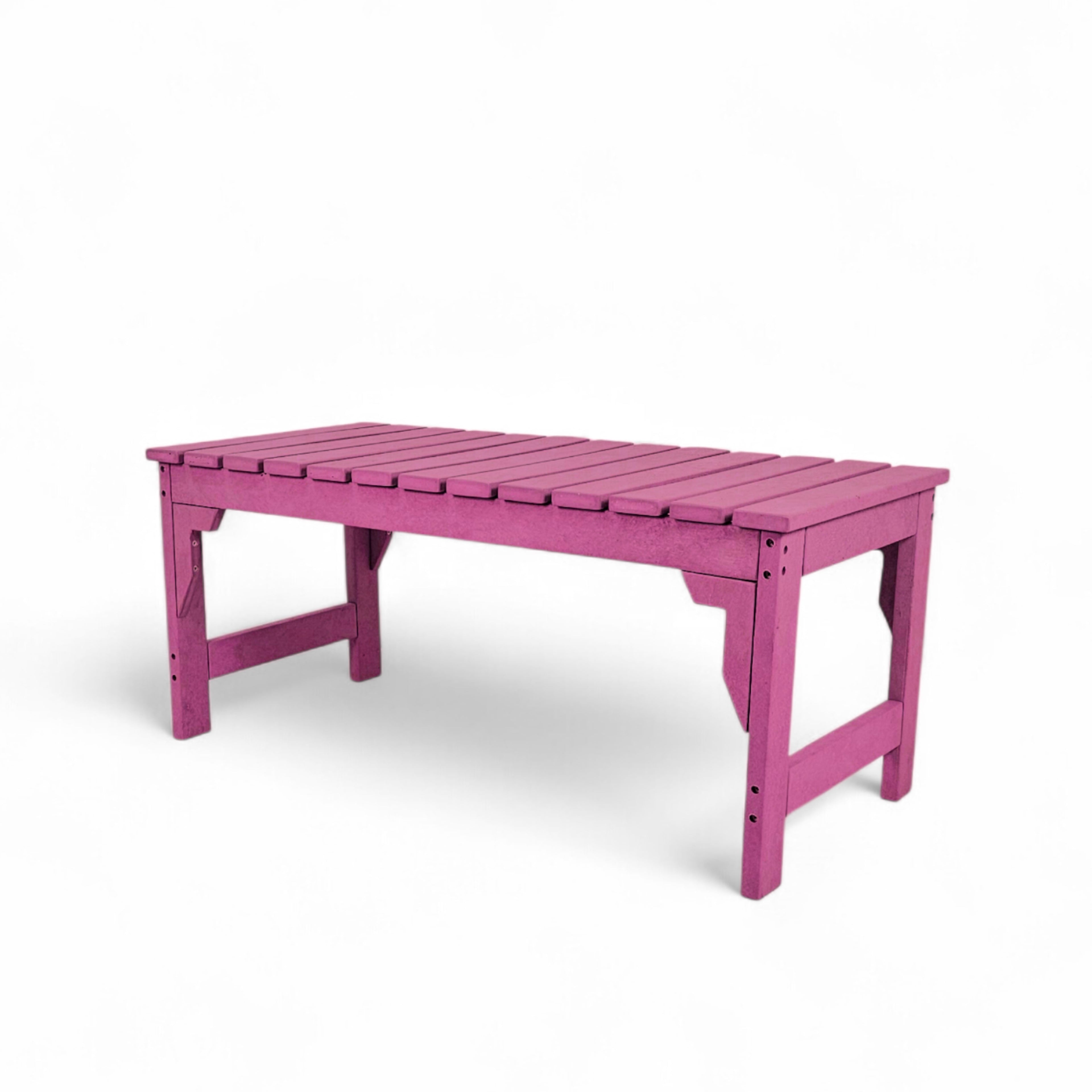 eco apex 2 seater recycled plastic bench without backrest in pink color for patio and outdoor spaces