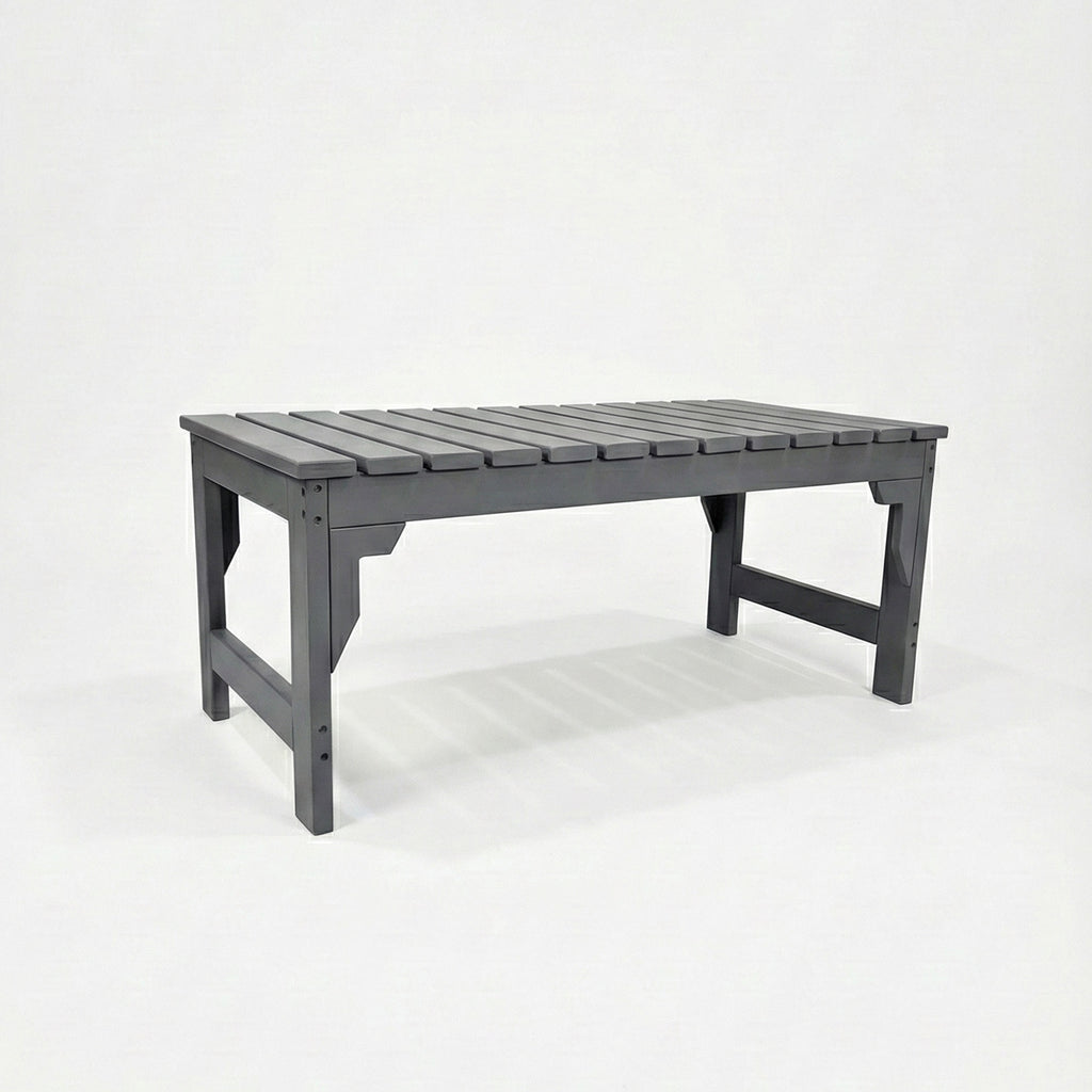 side view of eco apex 2 seater recycled plastic outdoor bench without backrest
