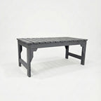 side view of eco apex 2 seater recycled plastic outdoor bench without backrest