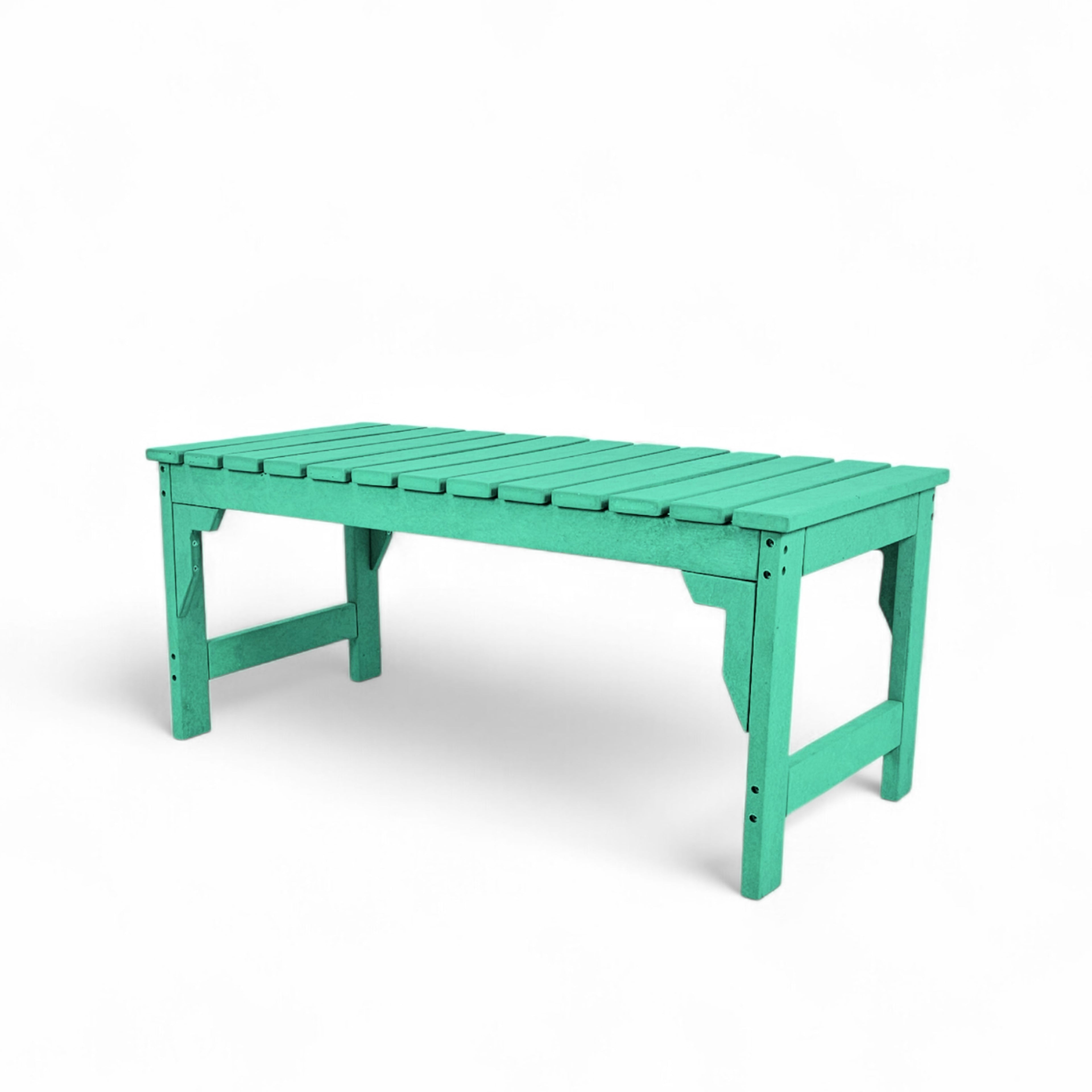 eco apex 2 seater recycled plastic bench without backrest in turquoise color for patio and outdoor spaces