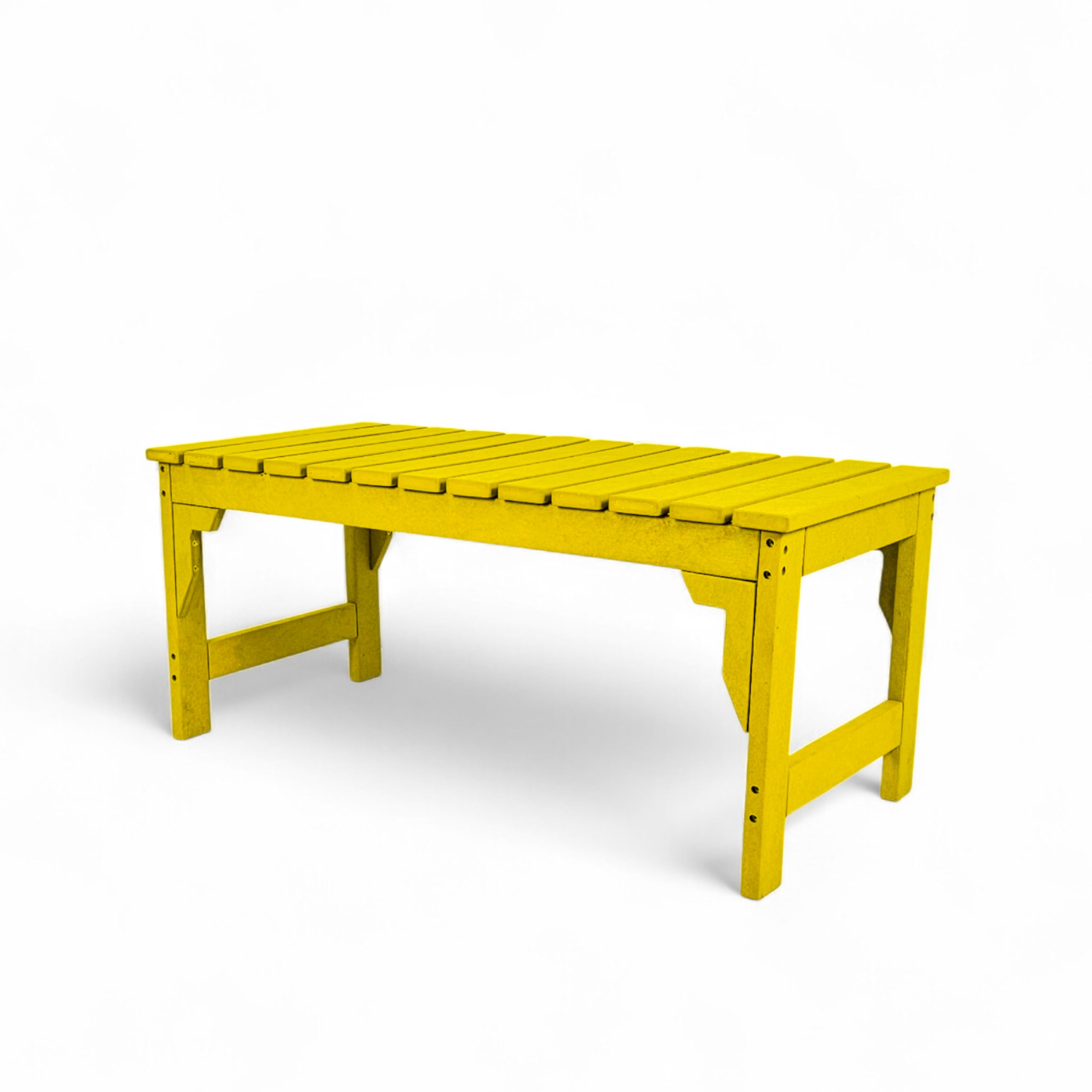 eco apex 2 seater recycled plastic bench without backrest in yellow color for patio and outdoor spaces