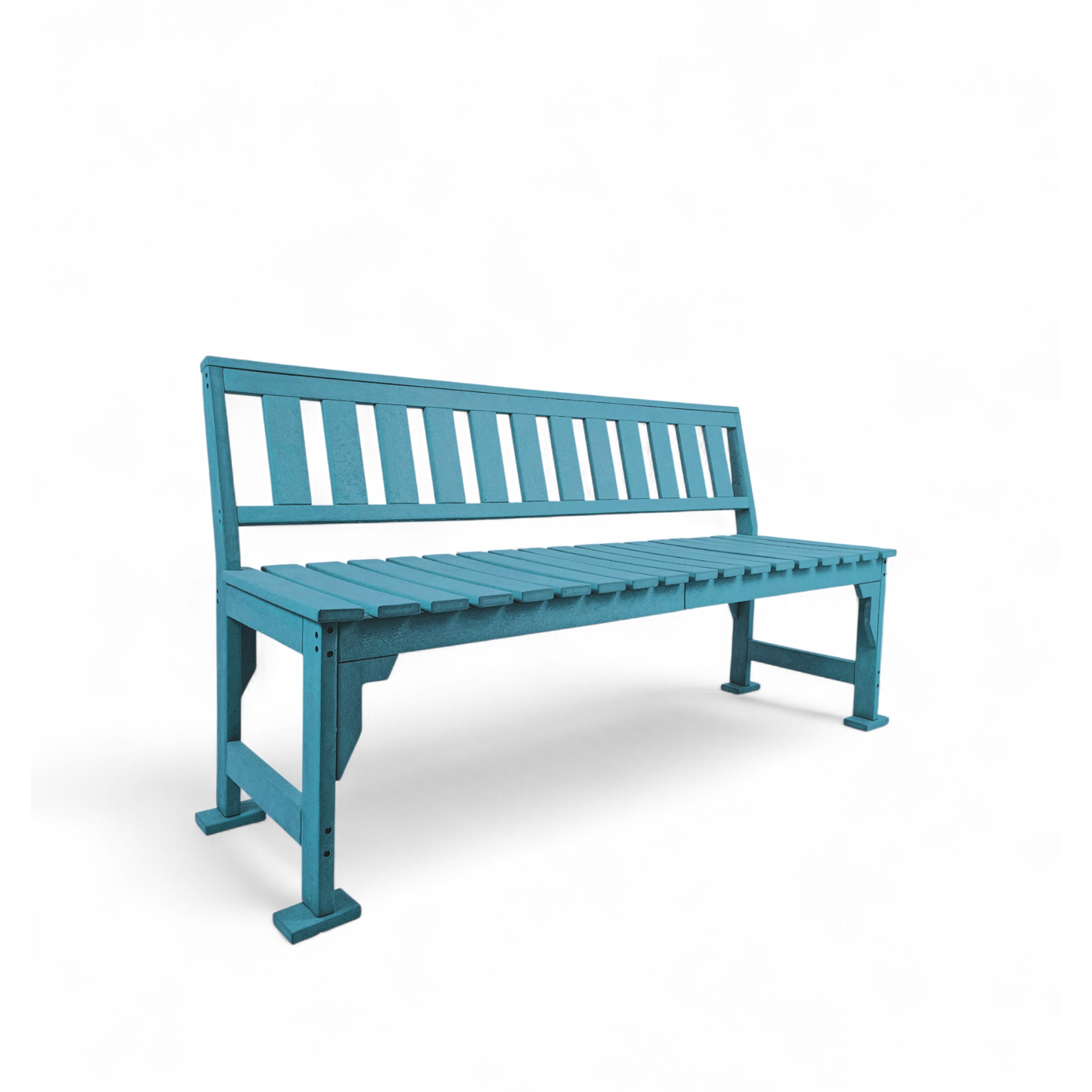 eco apex 3 seater recycled plastic bench with backrest in aruba color for patio and outdoor spaces