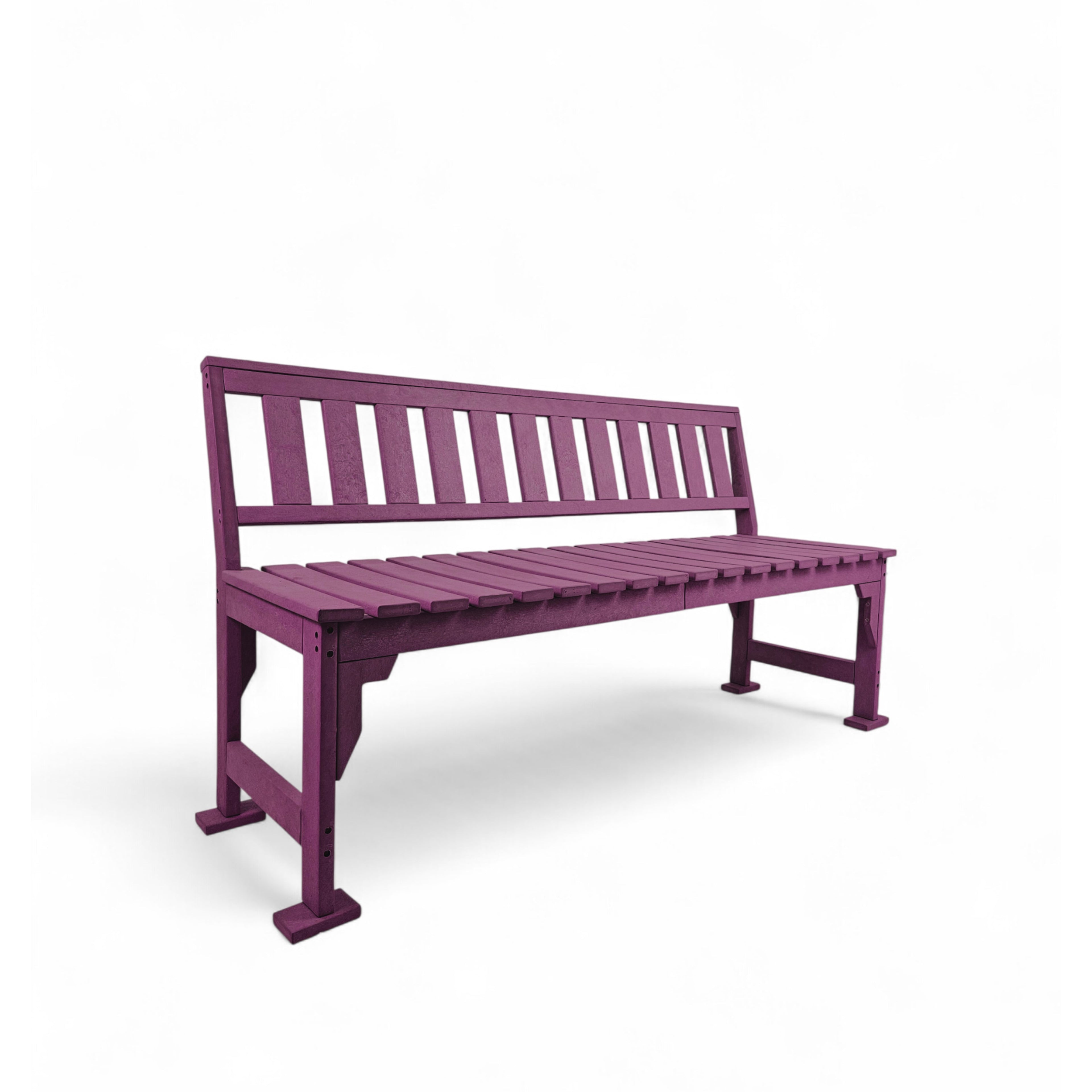 eco apex 3 seater recycled plastic bench with backrest in burgundy color for patio and outdoor spaces