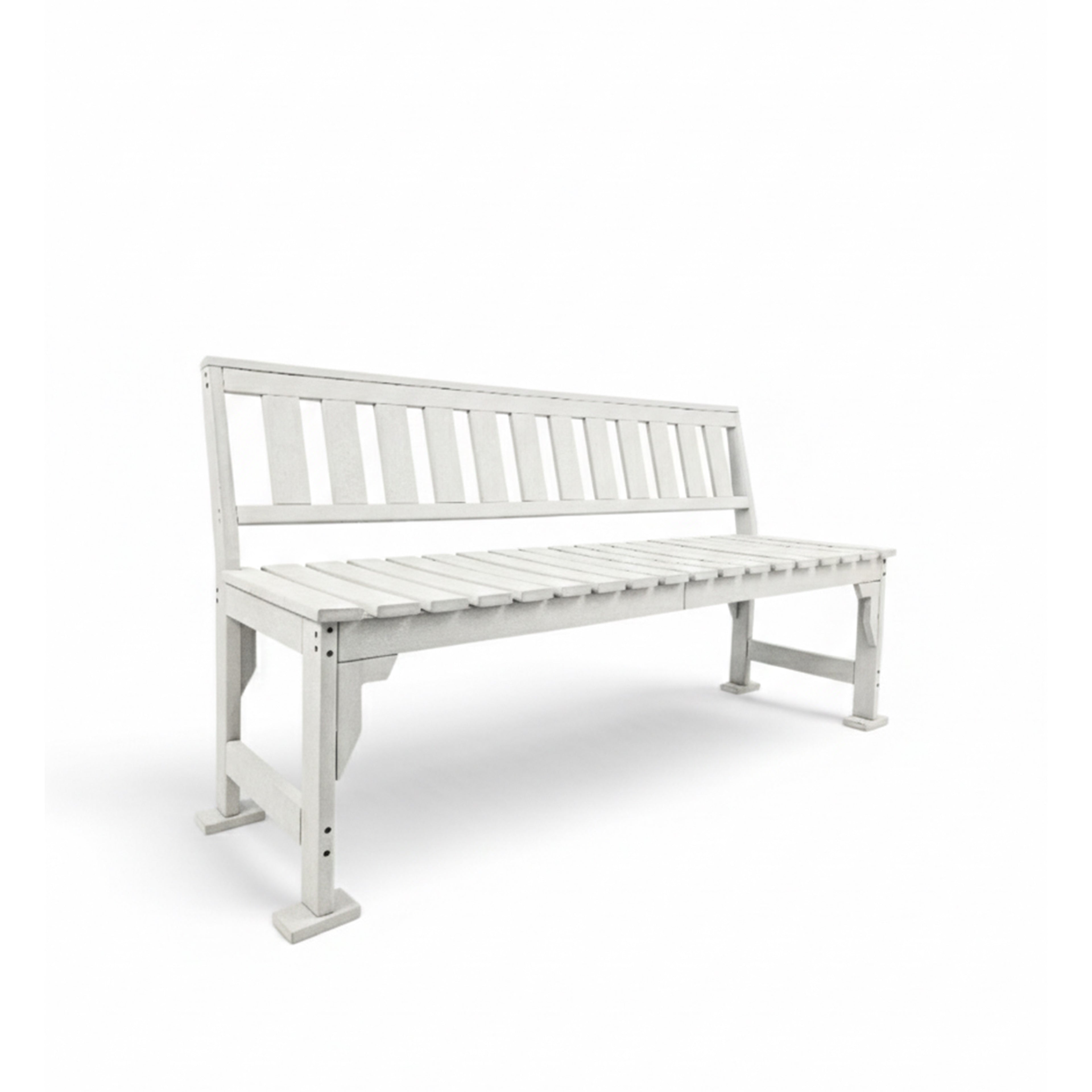 eco apex 3 seater recycled plastic bench with backrest in ivory color for patio and outdoor spaces