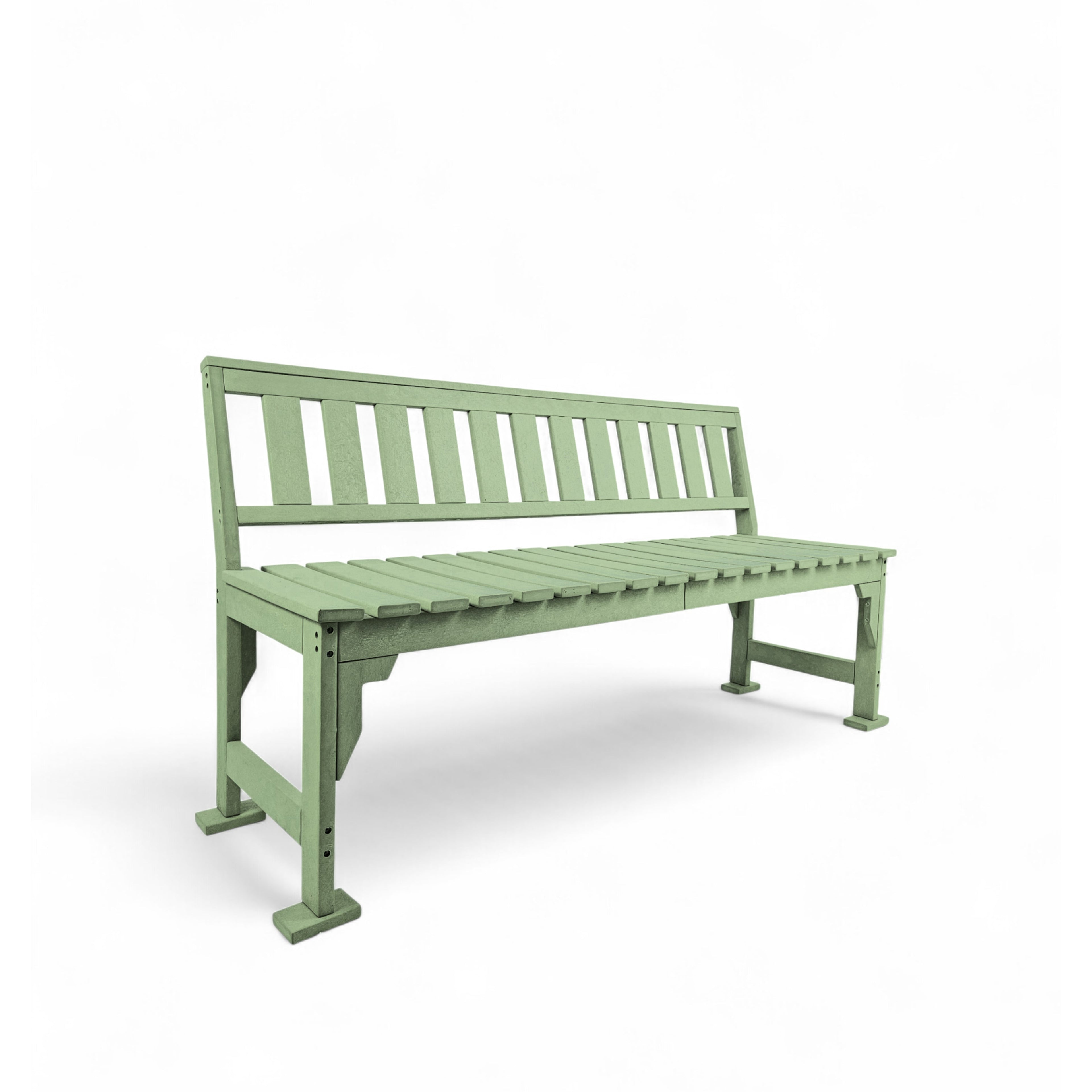 eco apex 3 seater recycled plastic bench with backrest in mint color for garden and outdoor spaces
