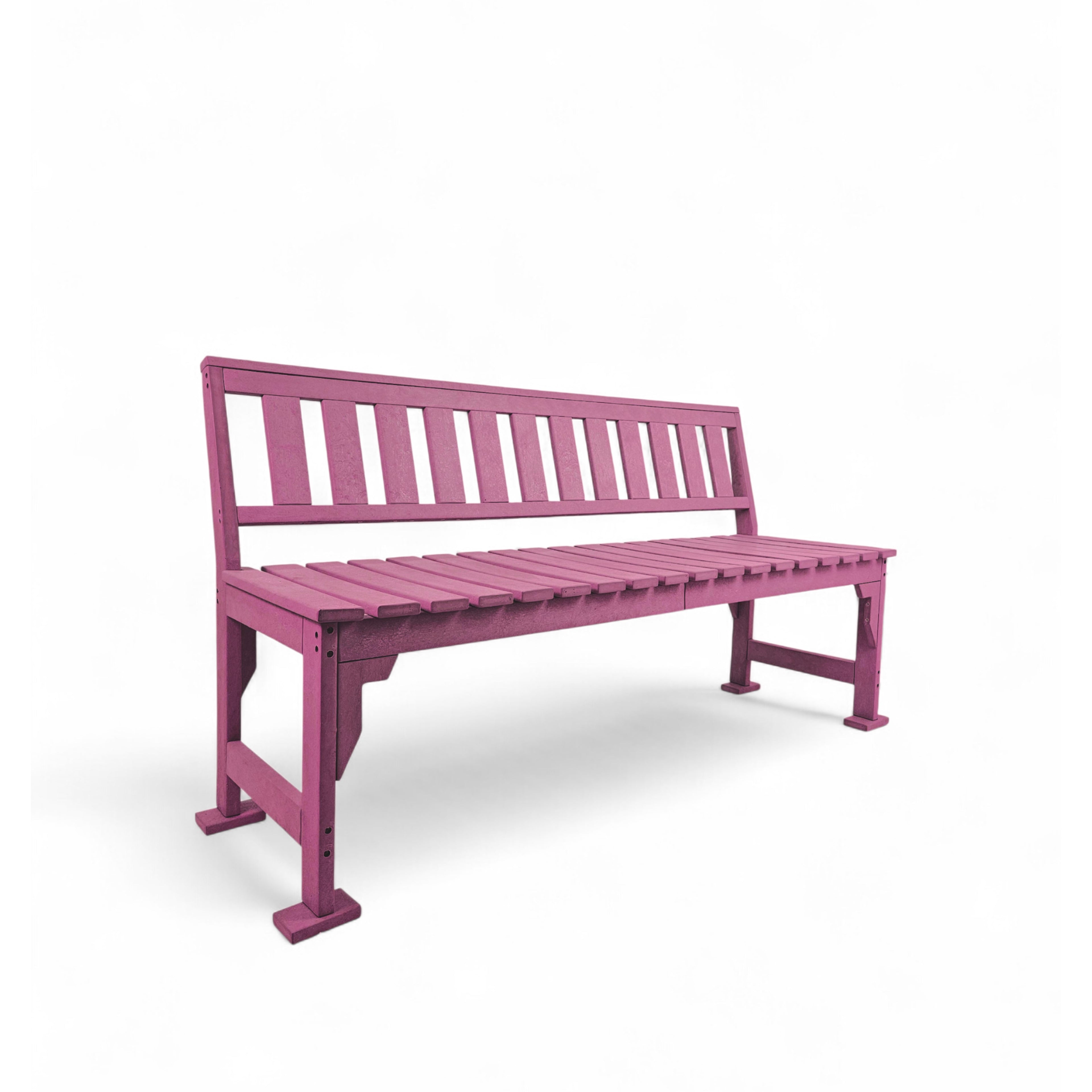 eco apex 3 seater recycled plastic bench with backrest in pink color for patio and outdoor spaces