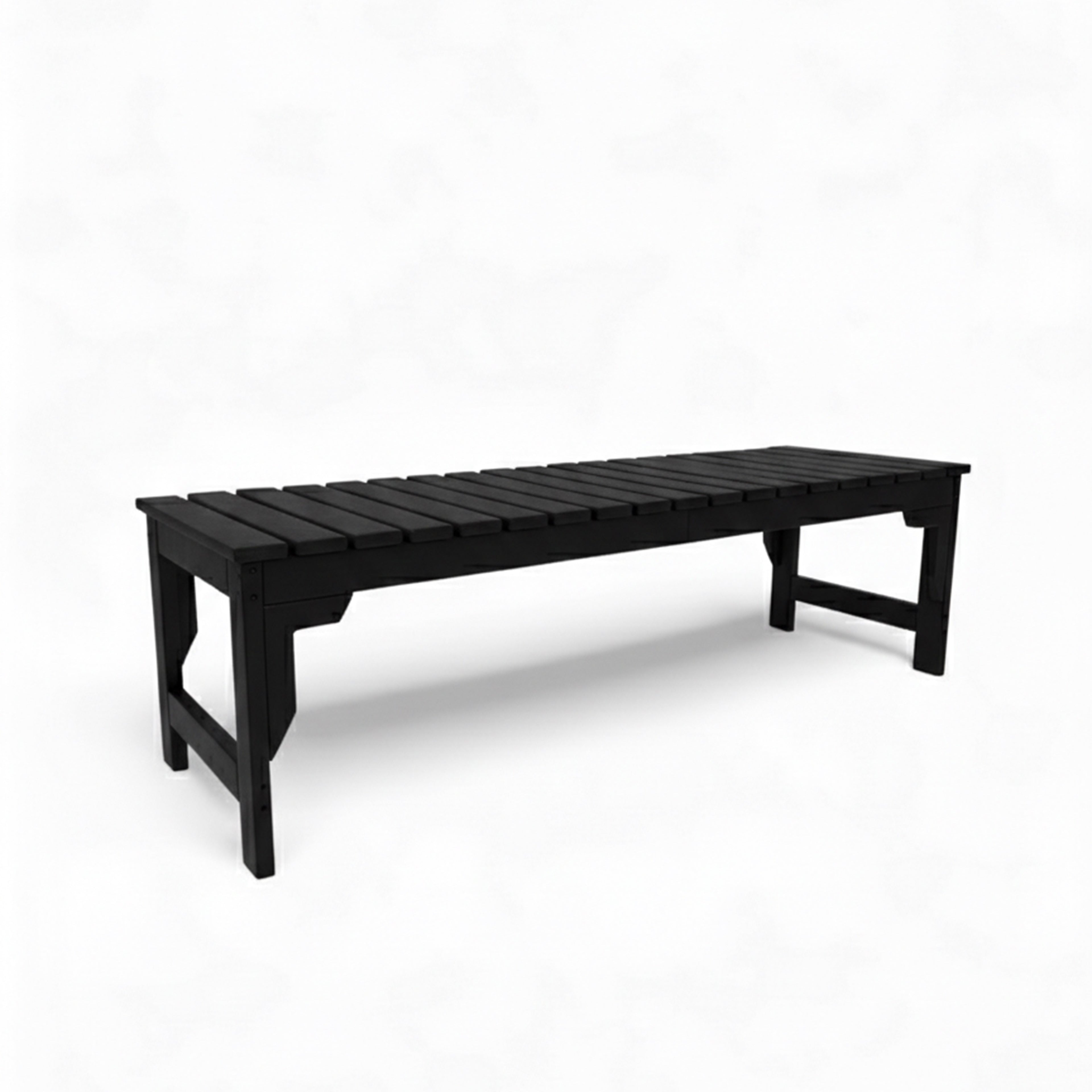 eco apex 3 seater recycled plastic bench without backrest in black color for patio and outdoor spaces