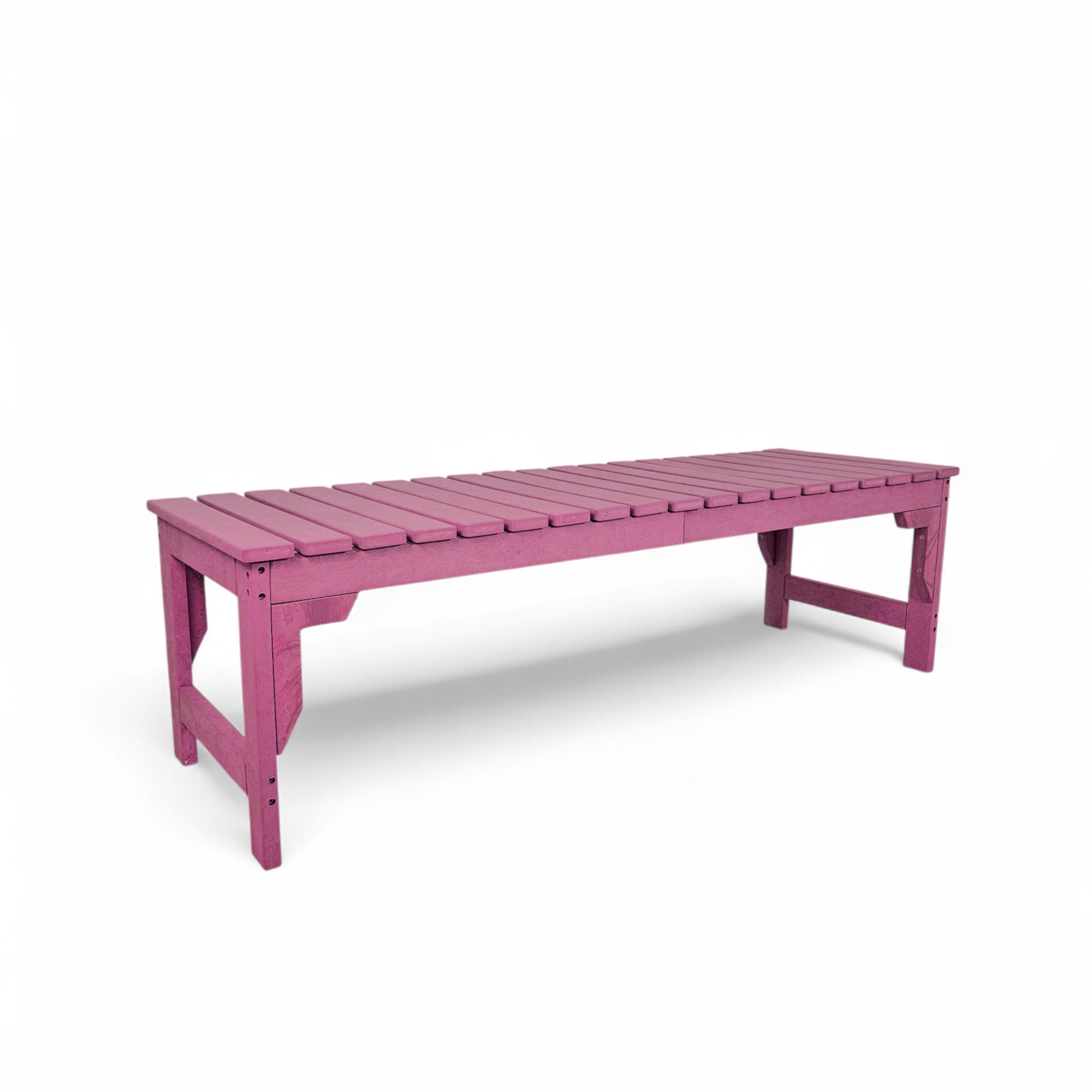 eco apex 3 seater recycled plastic bench without backrest in burgundy color for patio and outdoor spaces