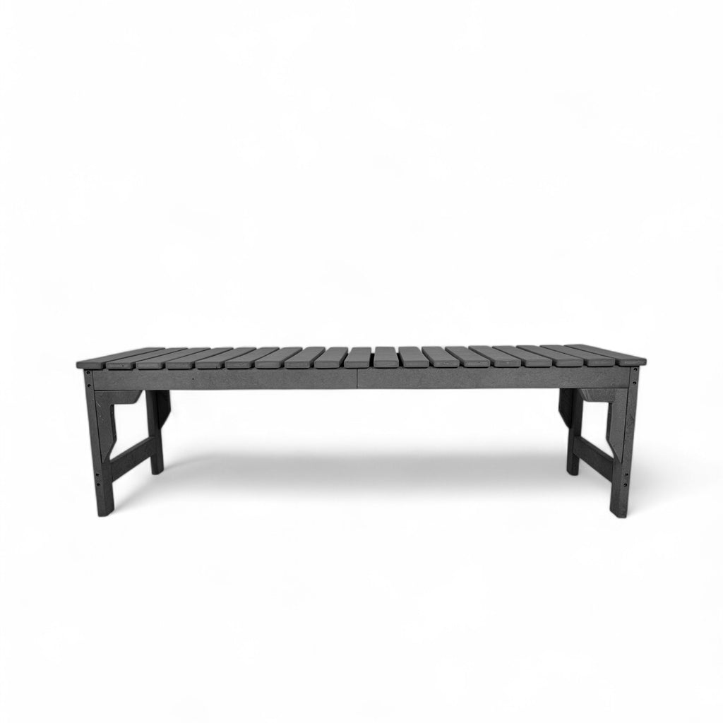 Front view of eco apex 3 seater recycled plastic outdoor bench without backrest