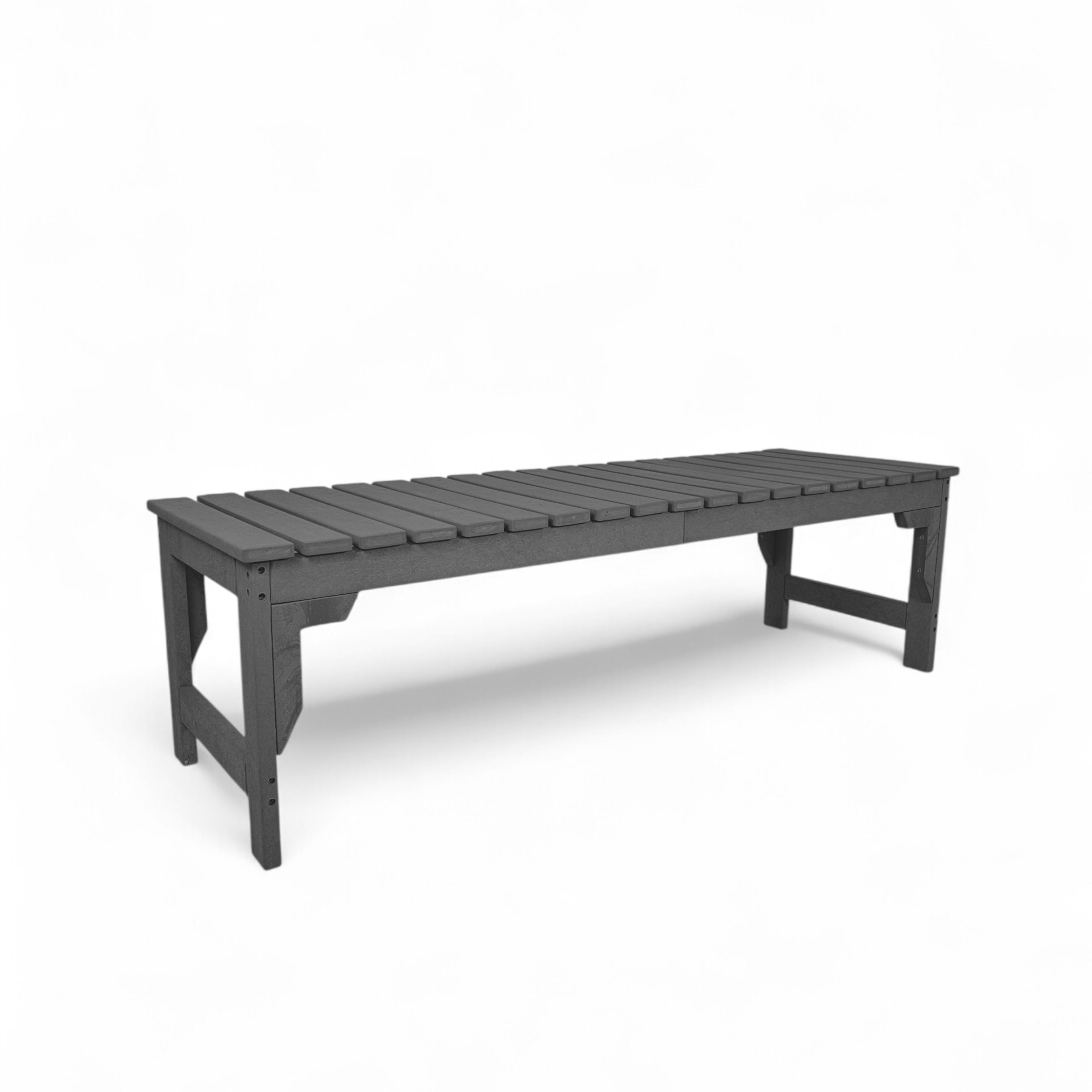 eco apex 3 seater recycled plastic bench without backrest in grey color for patio and outdoor spaces