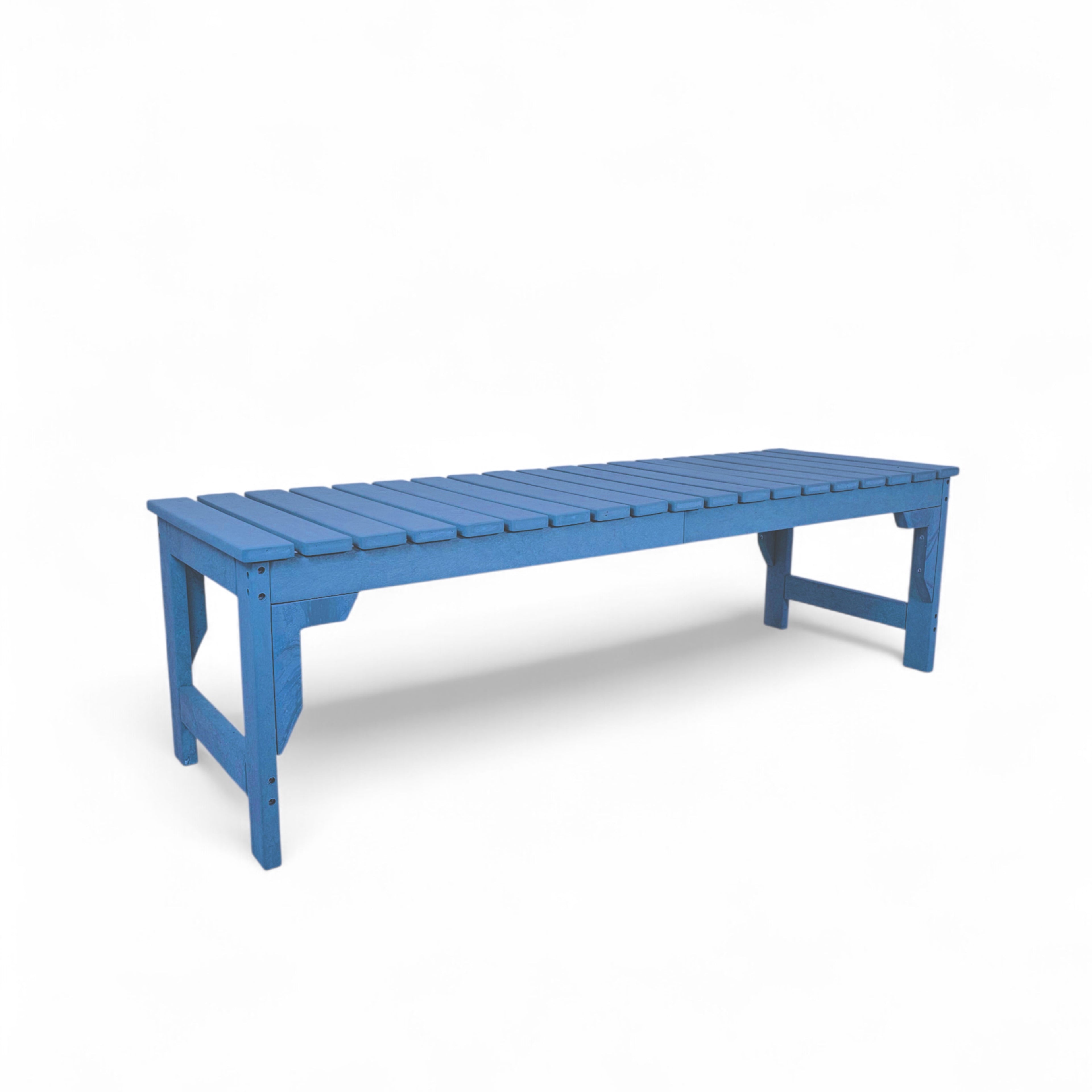 eco apex 3 seater recycled plastic bench without backrest in pacific blue color for patio and outdoor spaces