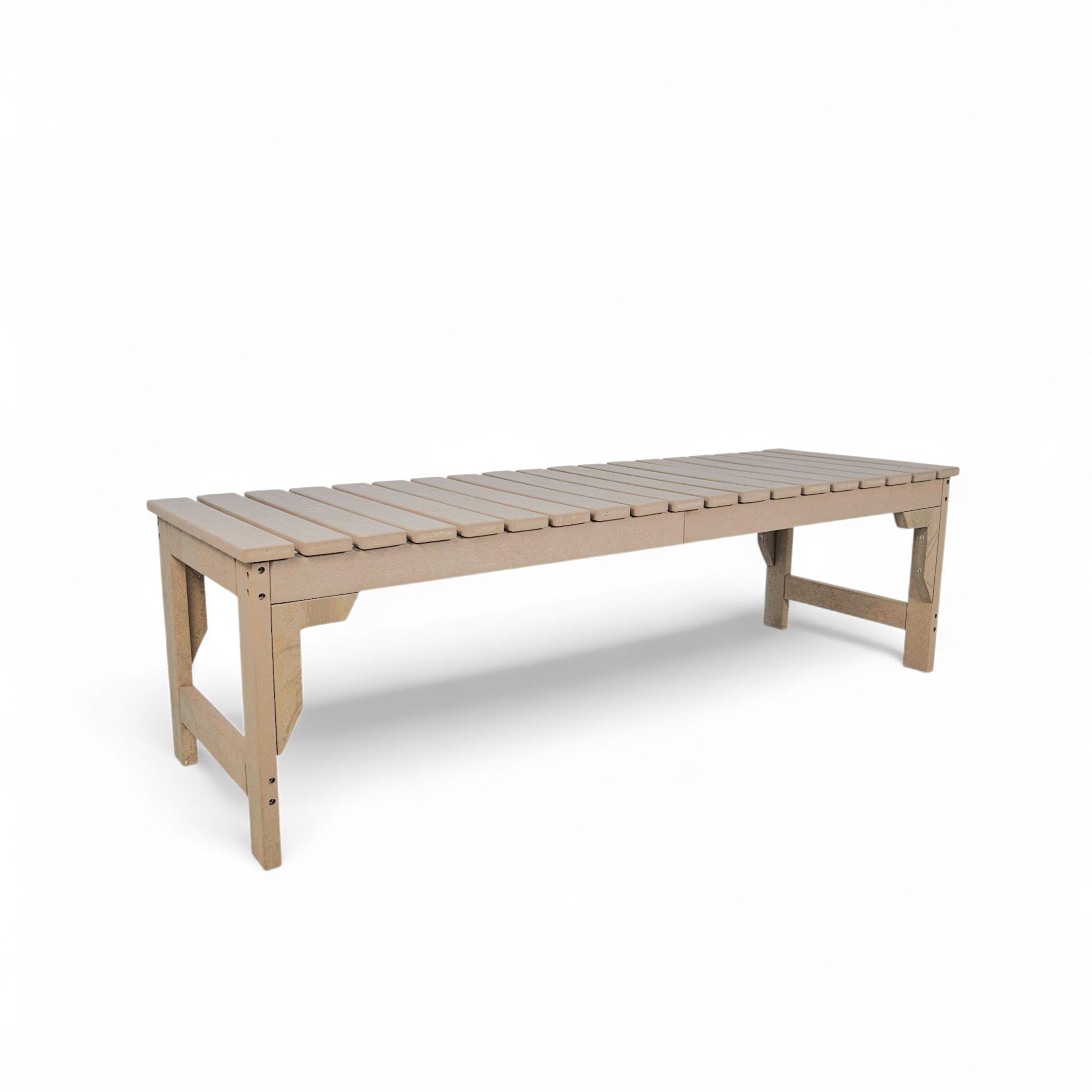 eco apex 3 seater recycled plastic bench without backrest in sand color for patio and outdoor spaces