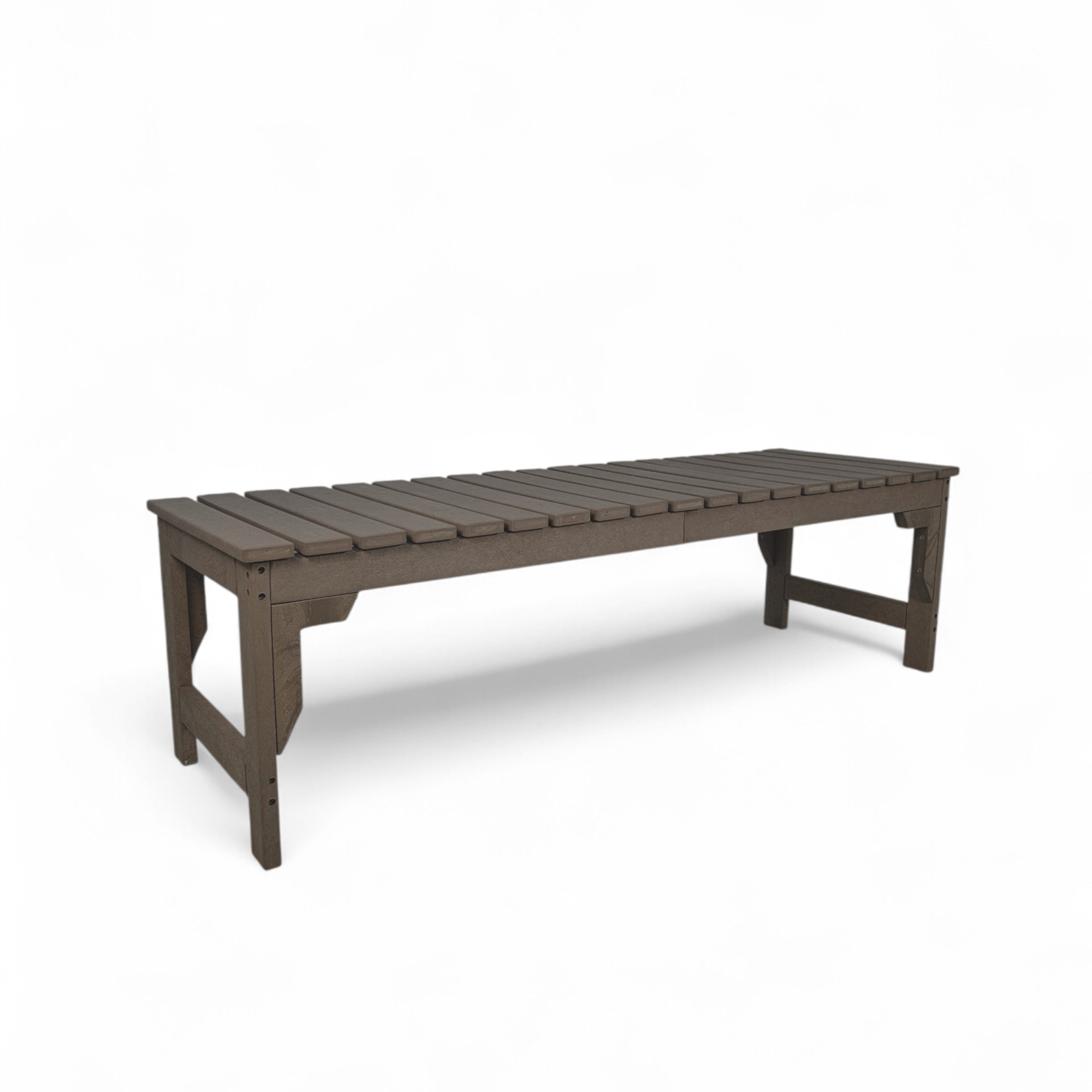 eco apex 3 seater recycled plastic bench without backrest in taupe brown color for patio and outdoor spaces