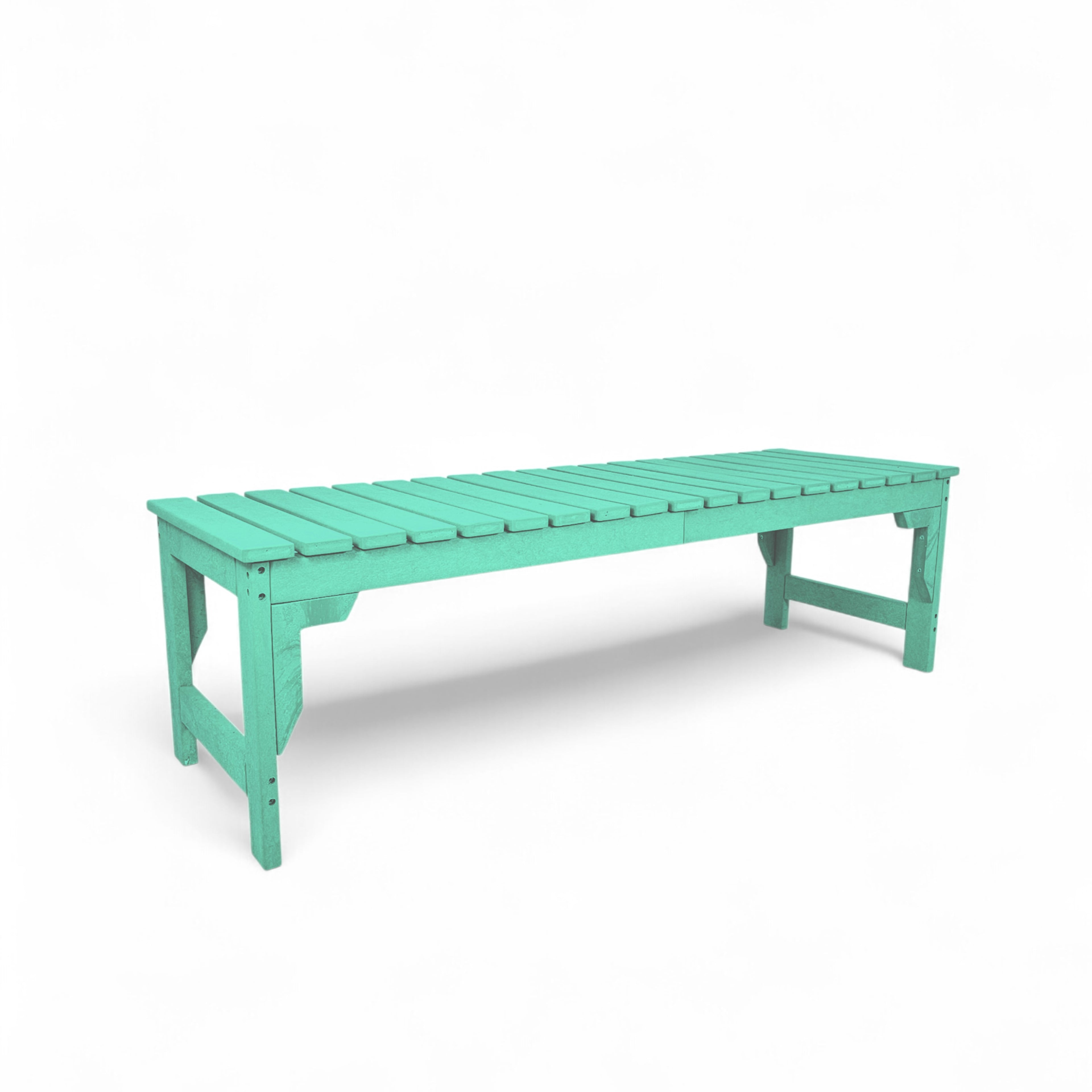 eco apex 3 seater recycled plastic bench without backrest in turquoise color for patio and outdoor spaces