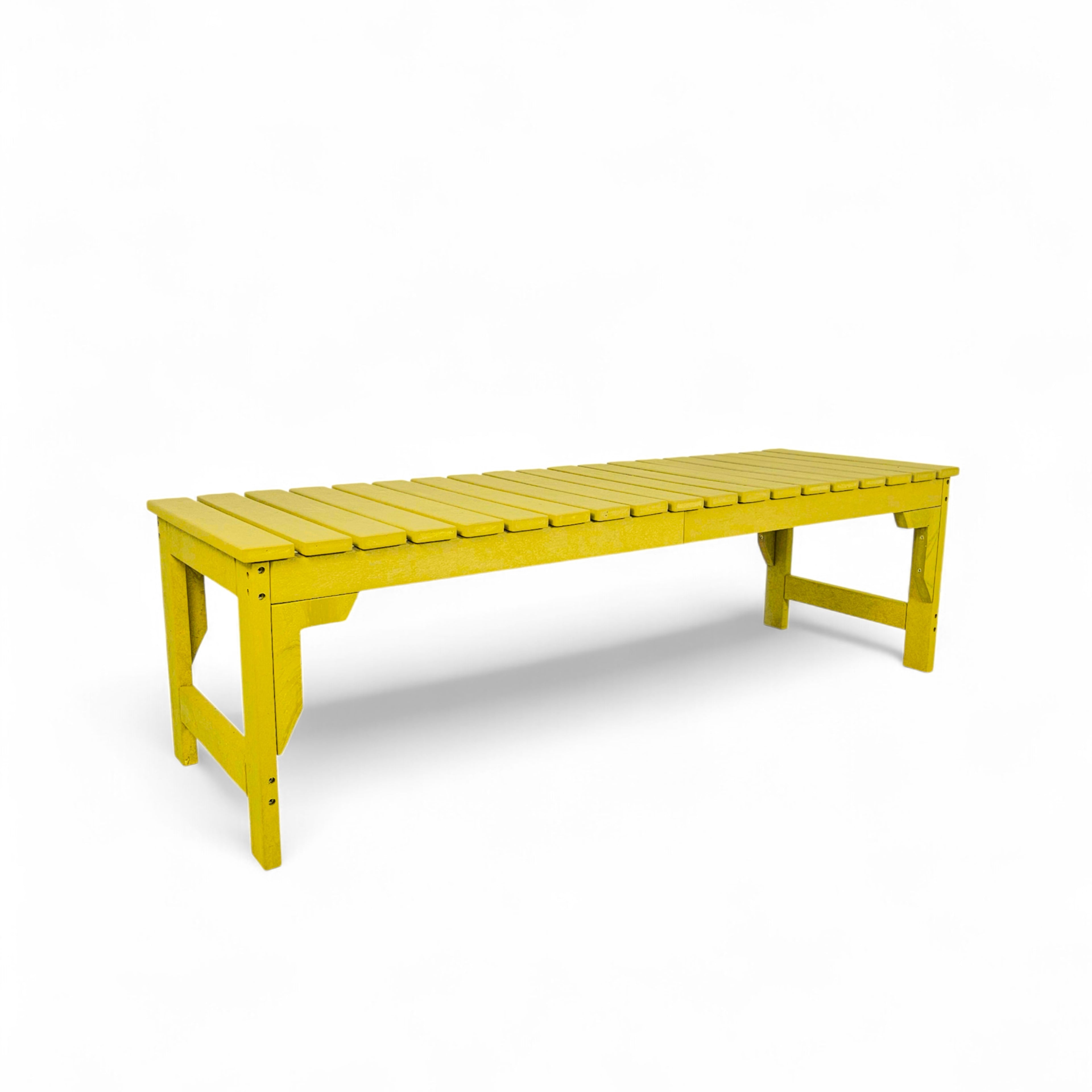 eco apex 3 seater recycled plastic bench without backrest in yellow color for patio and outdoor spaces