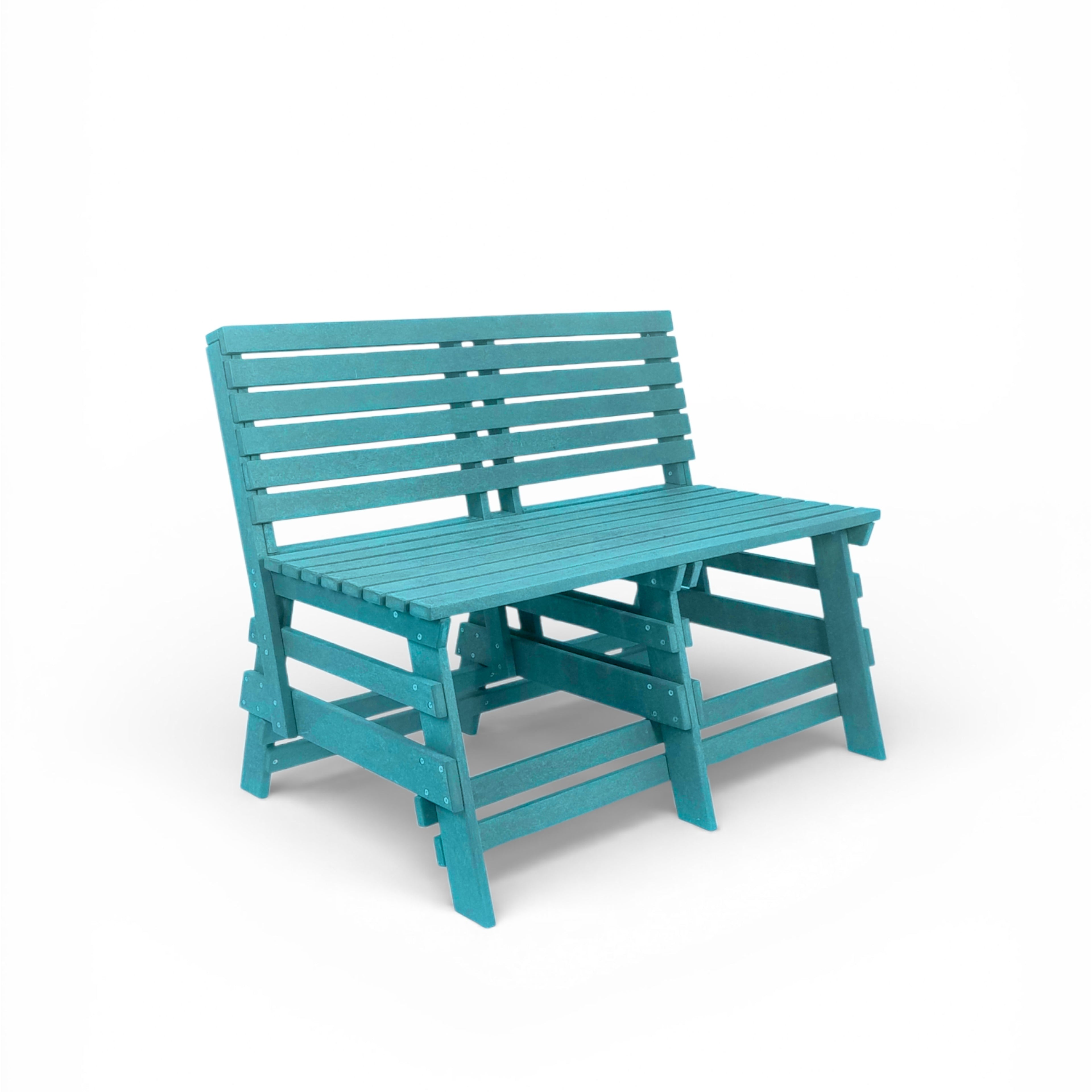 eco classic 2 seater recycled plastic bench with backrest in aruba color for patio and outdoor spaces