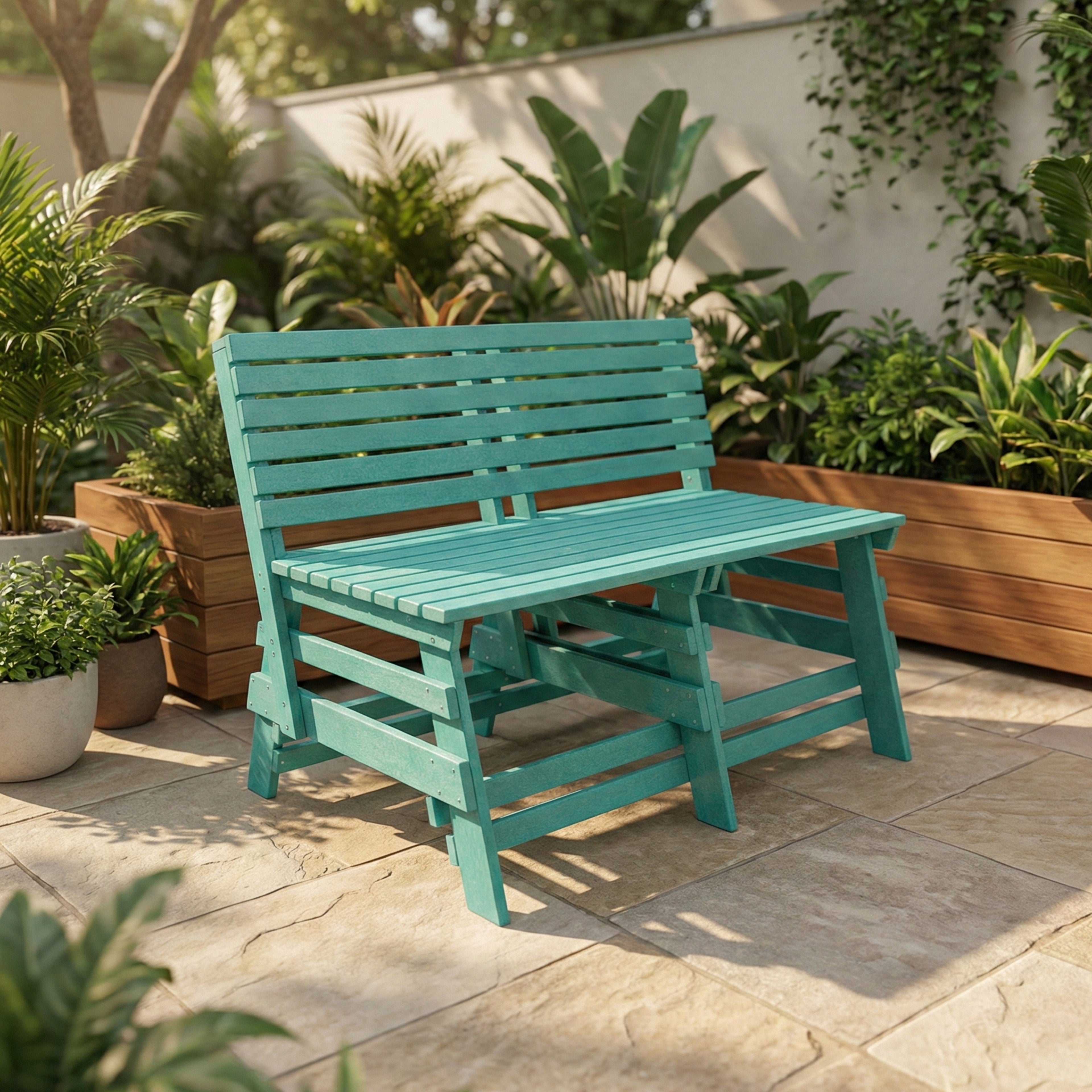 Econiture eco classic 2 seater bench with backrest made from recycled plastic waste for gardens, terraces and balconies