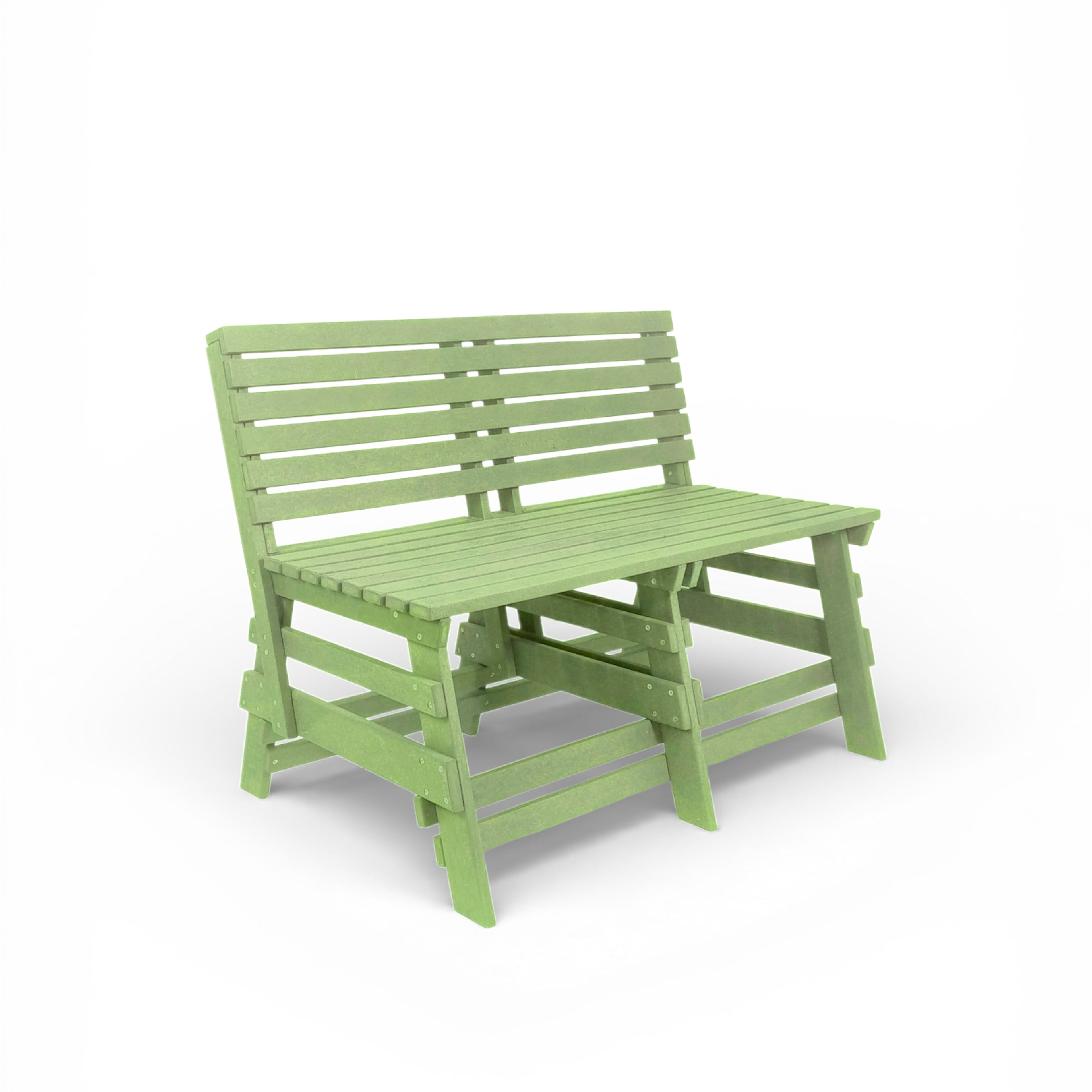eco classic 2 seater recycled plastic bench with backrest in mint color for patio and outdoor spaces