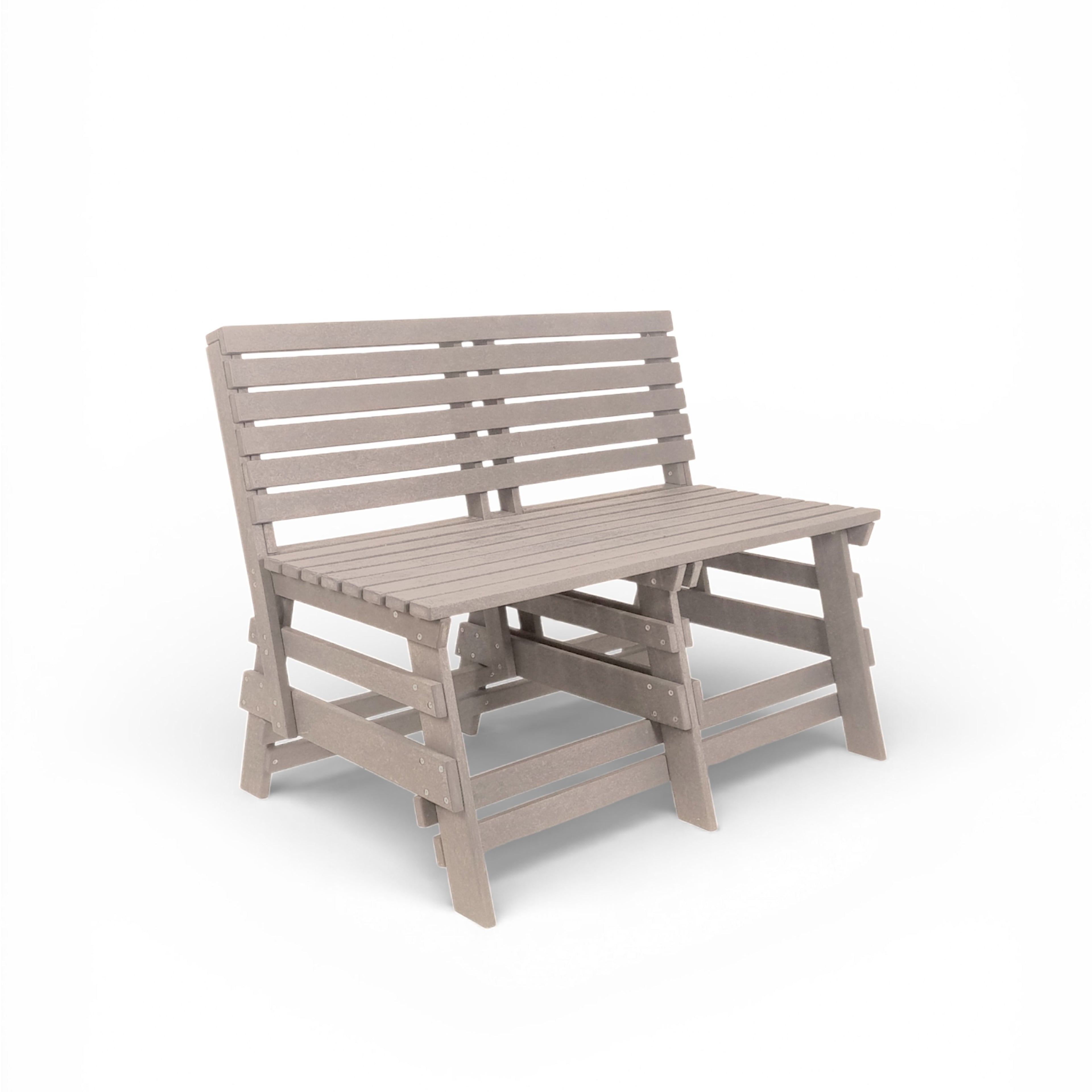 eco classic 2 seater recycled plastic bench with backrest in sand color for patio and outdoor spaces