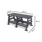 Dimension view of eco classic 2 seater recycled plastic outdoor bench without backrest 