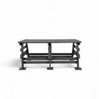 Front view of eco classic 2 seater recycled plastic outdoor bench without backrest