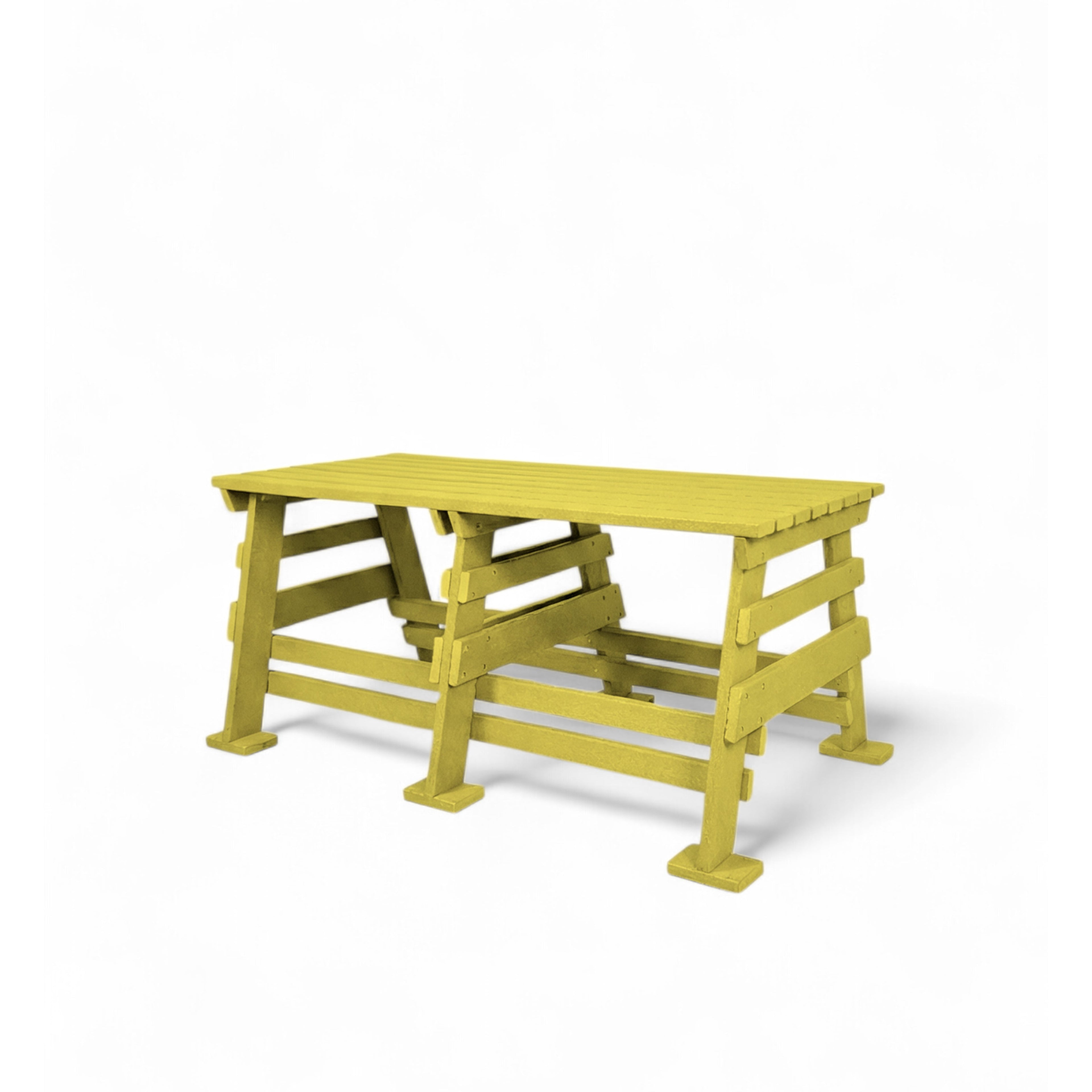 eco classic 2 seater recycled plastic bench without backrest in yellow color for patio and outdoor spaces