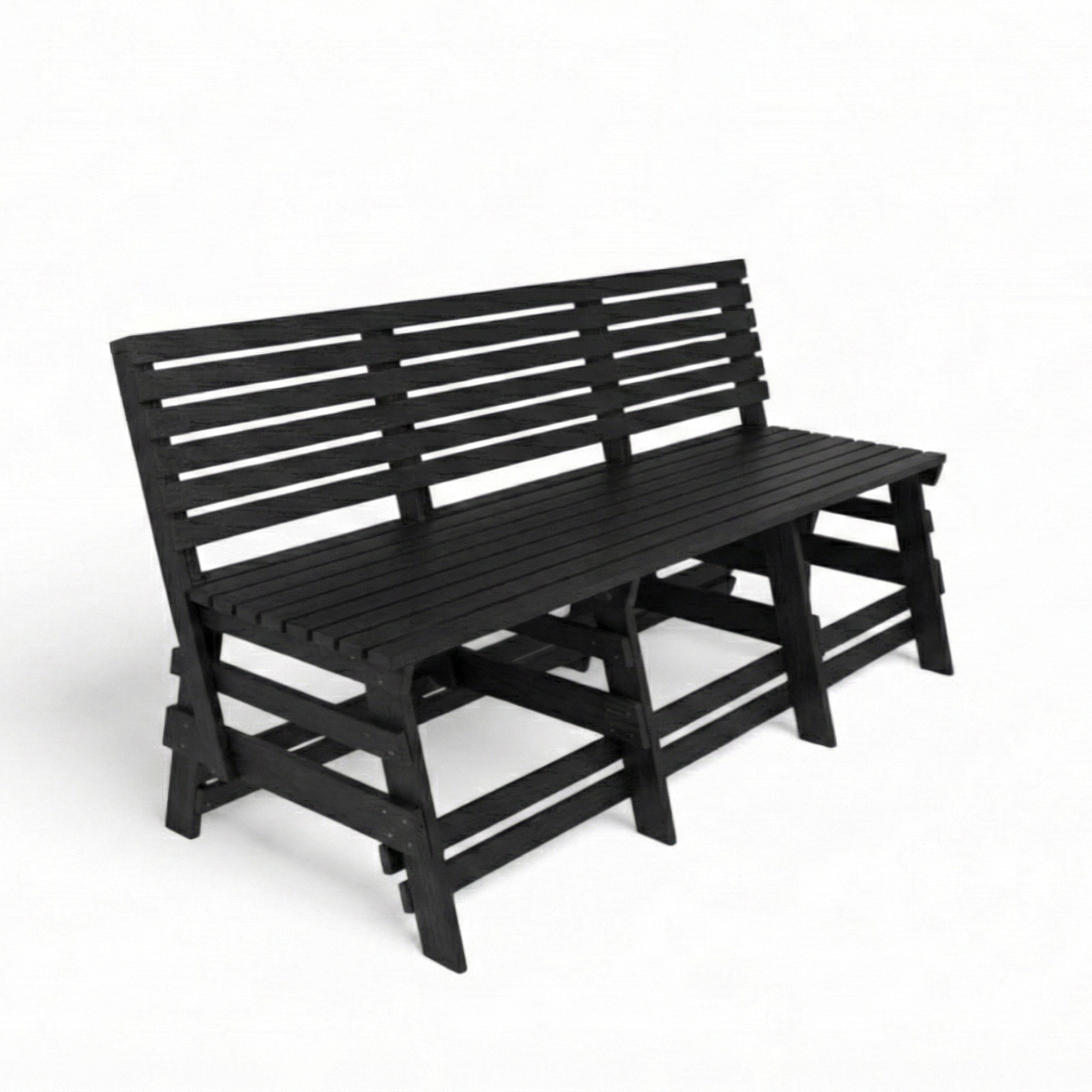 Eco classic 3 seater recycled plastic outdoor bench with backrest in black color