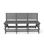front view of eco classic 3 seater outdoor bench with backrest made from plastic waste
