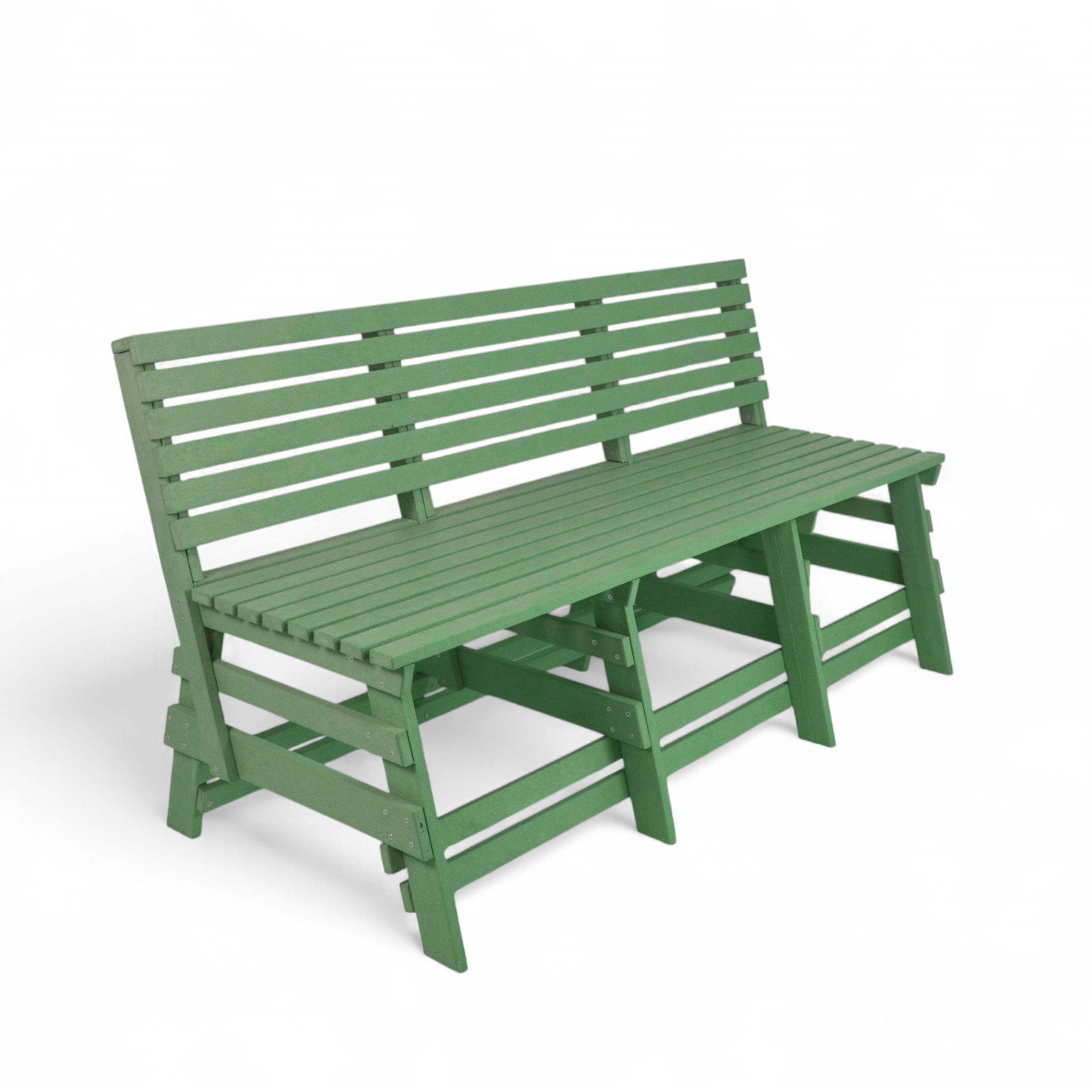 Eco classic 3 seater recycled plastic outdoor bench with backrest in green color