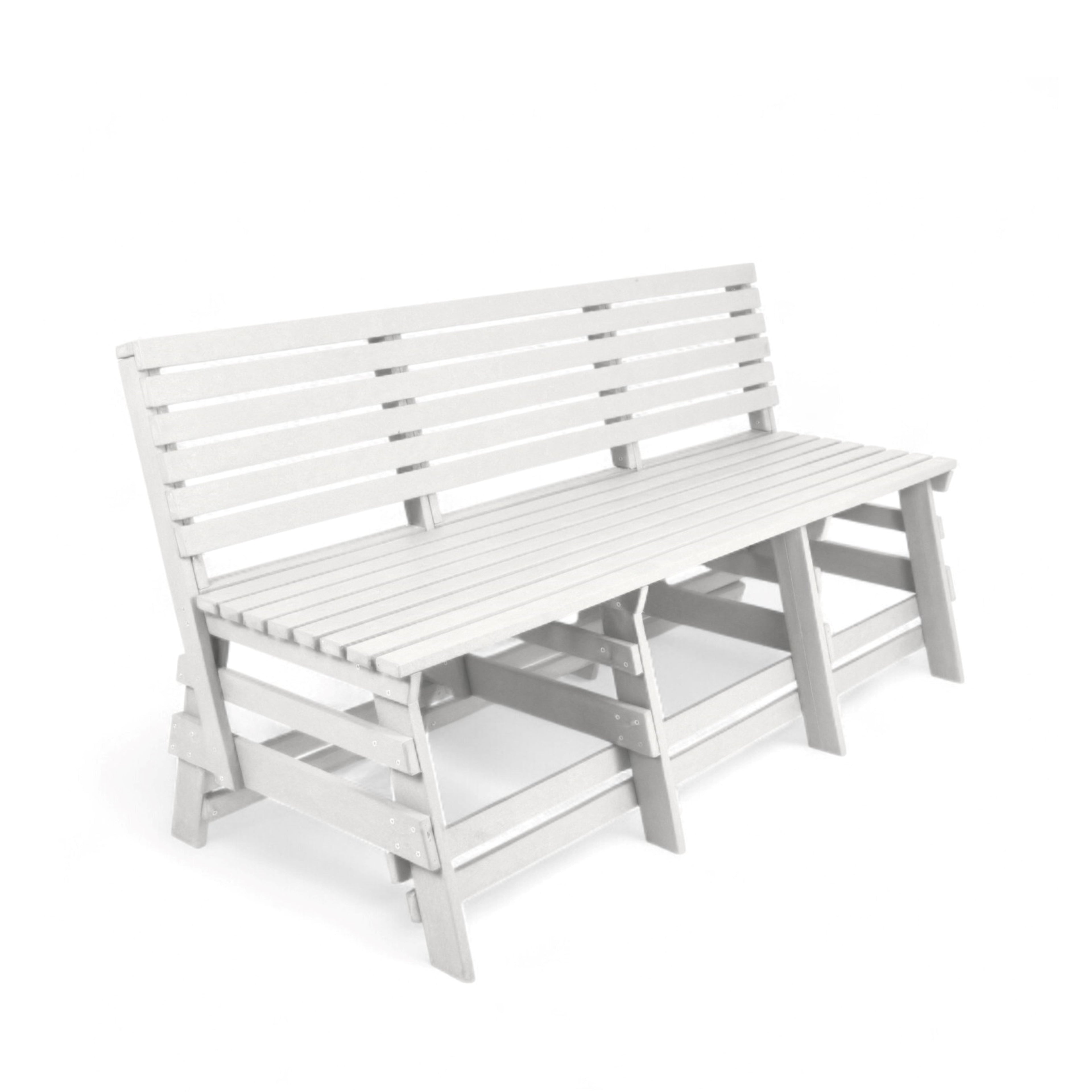 Eco classic 3 seater recycled plastic outdoor bench with backrest in ivory color