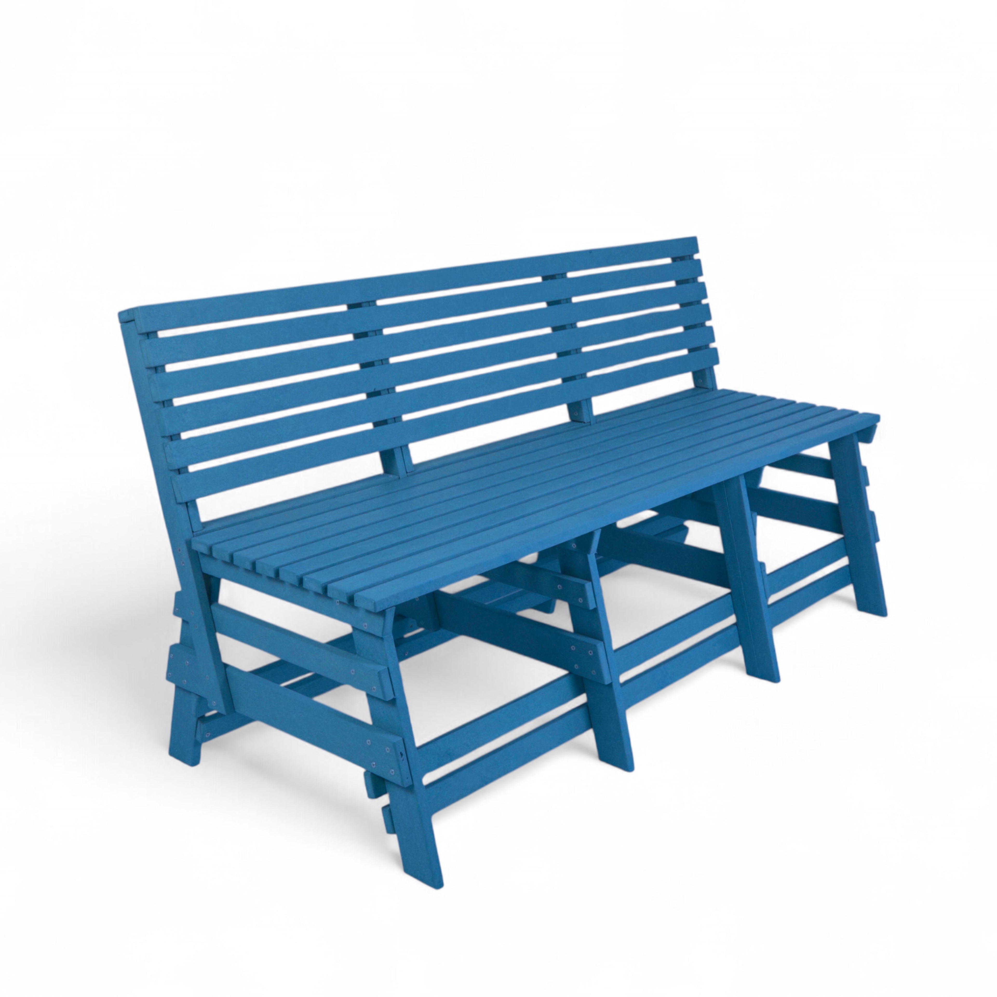 Eco classic 3 seater recycled plastic outdoor bench with backrest in pacific blue color