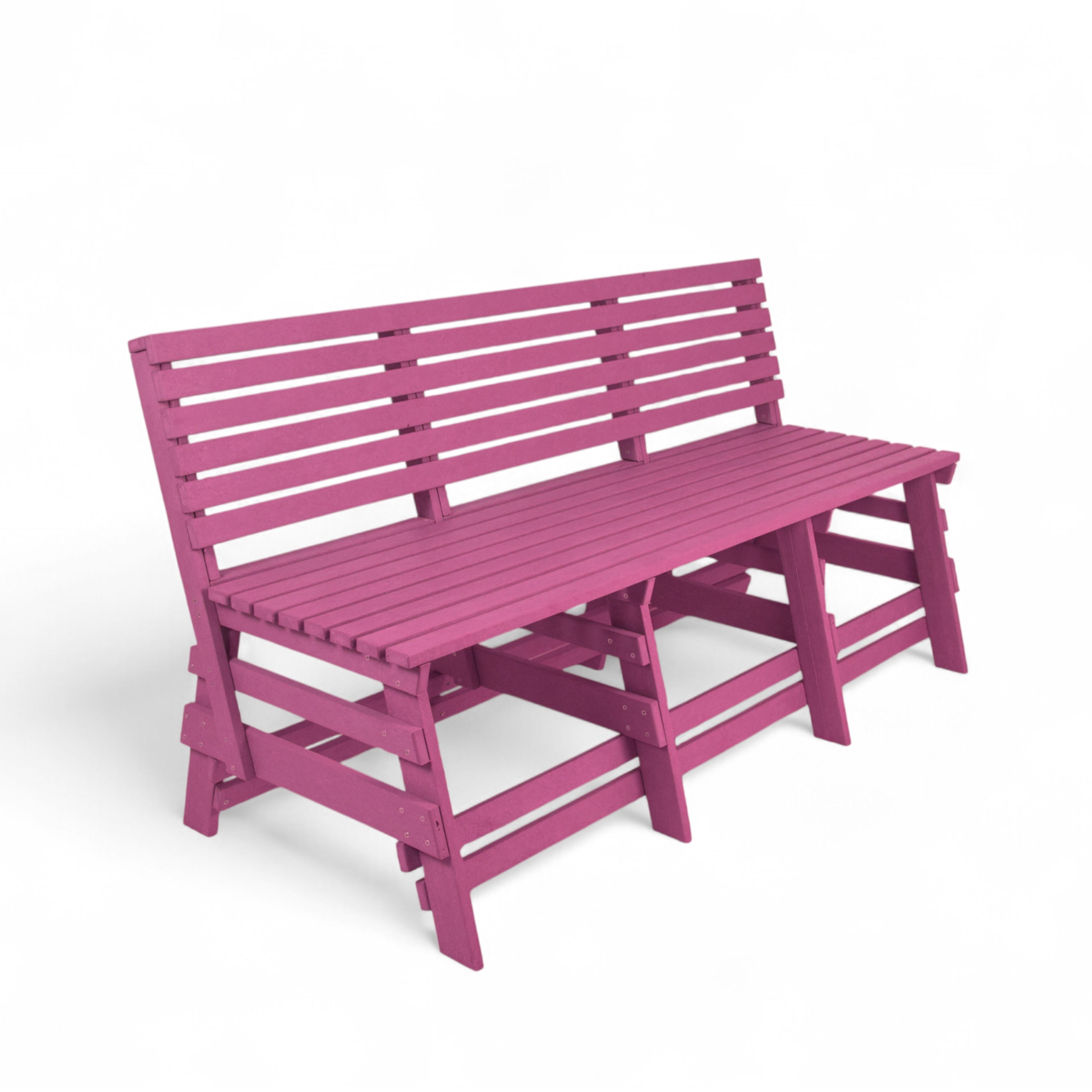 Eco classic 3 seater recycled plastic outdoor bench with backrest in pink color