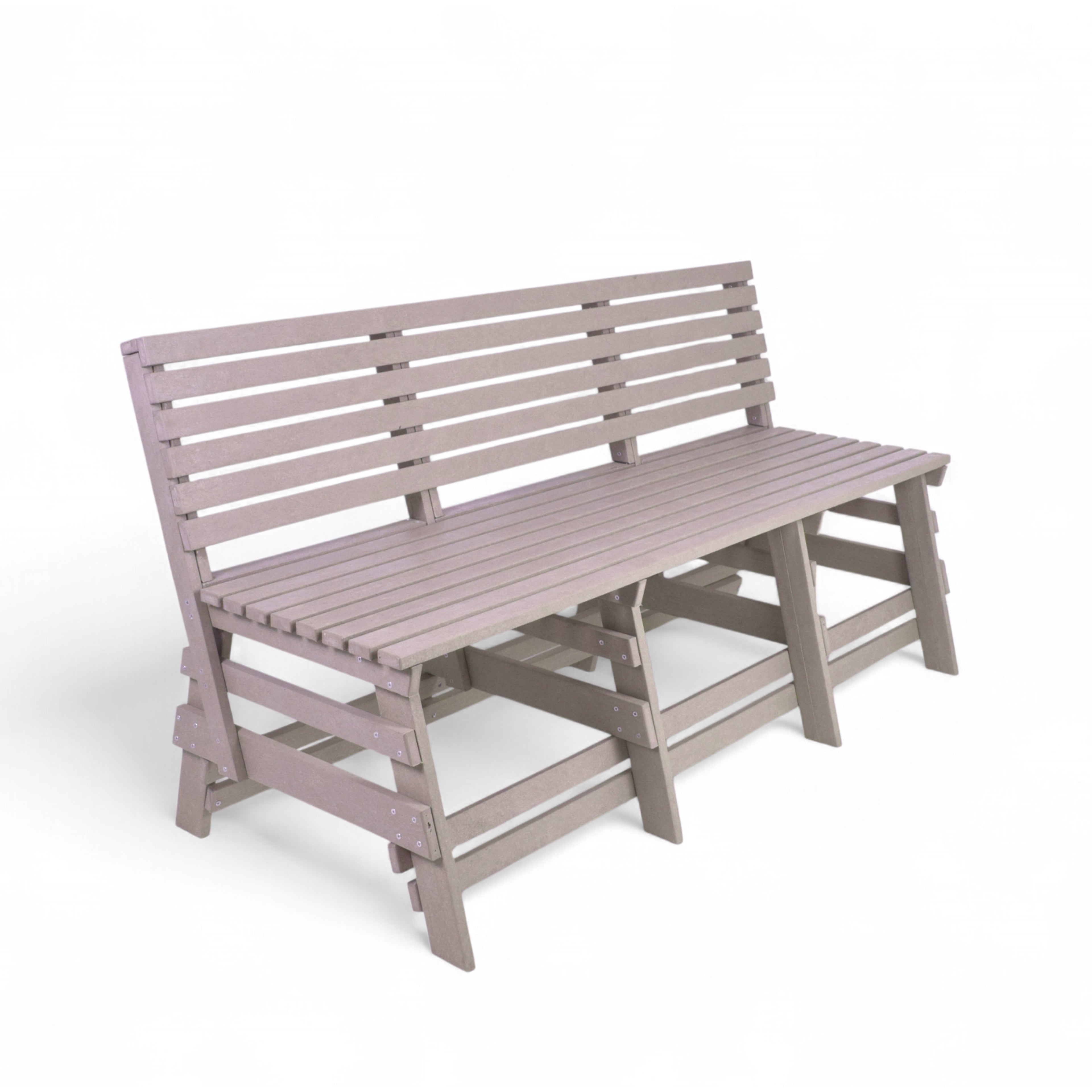 Eco classic 3 seater recycled plastic outdoor bench with backrest in sand color