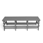 front view of eco classic 3 seater outdoor bench without backrest made from plastic waste