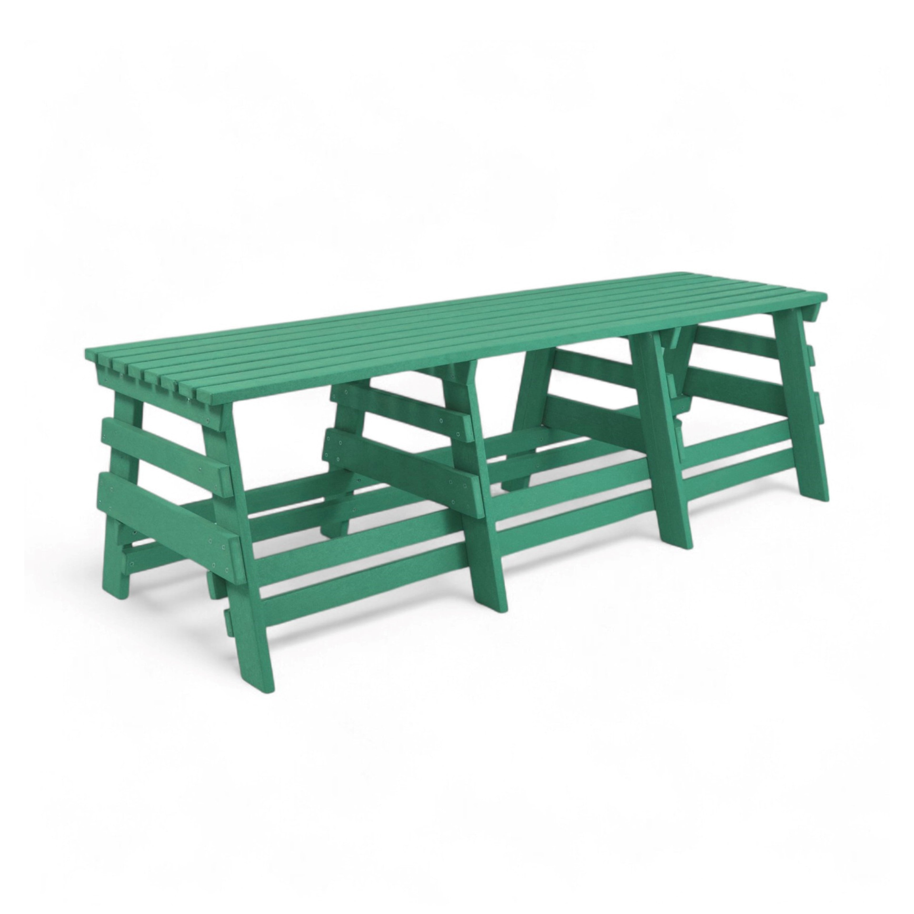 eco classic 3 seater recycled plastic outdoor bench without backrest in green color