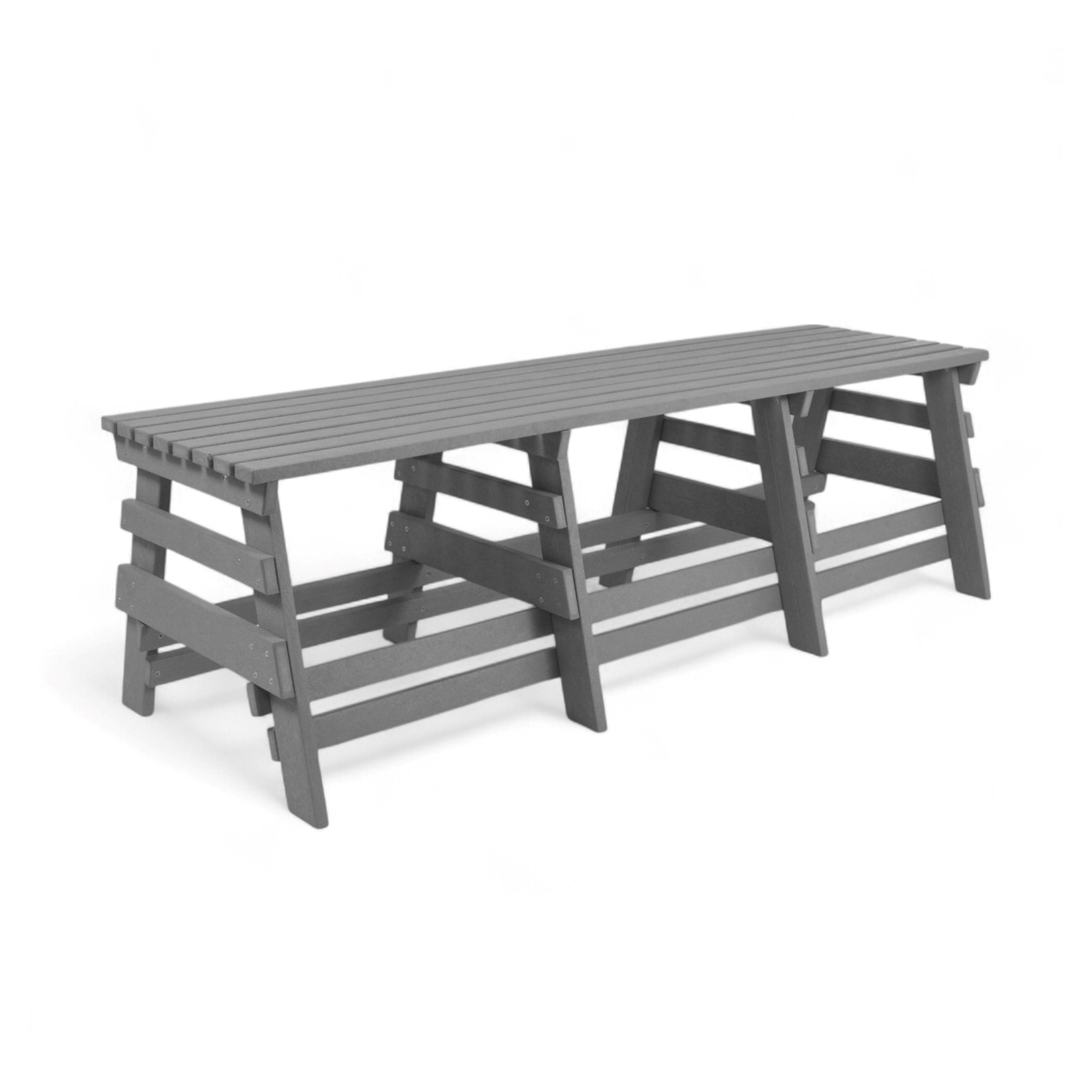 eco classic 3 seater recycled plastic outdoor bench without backrest in grey color